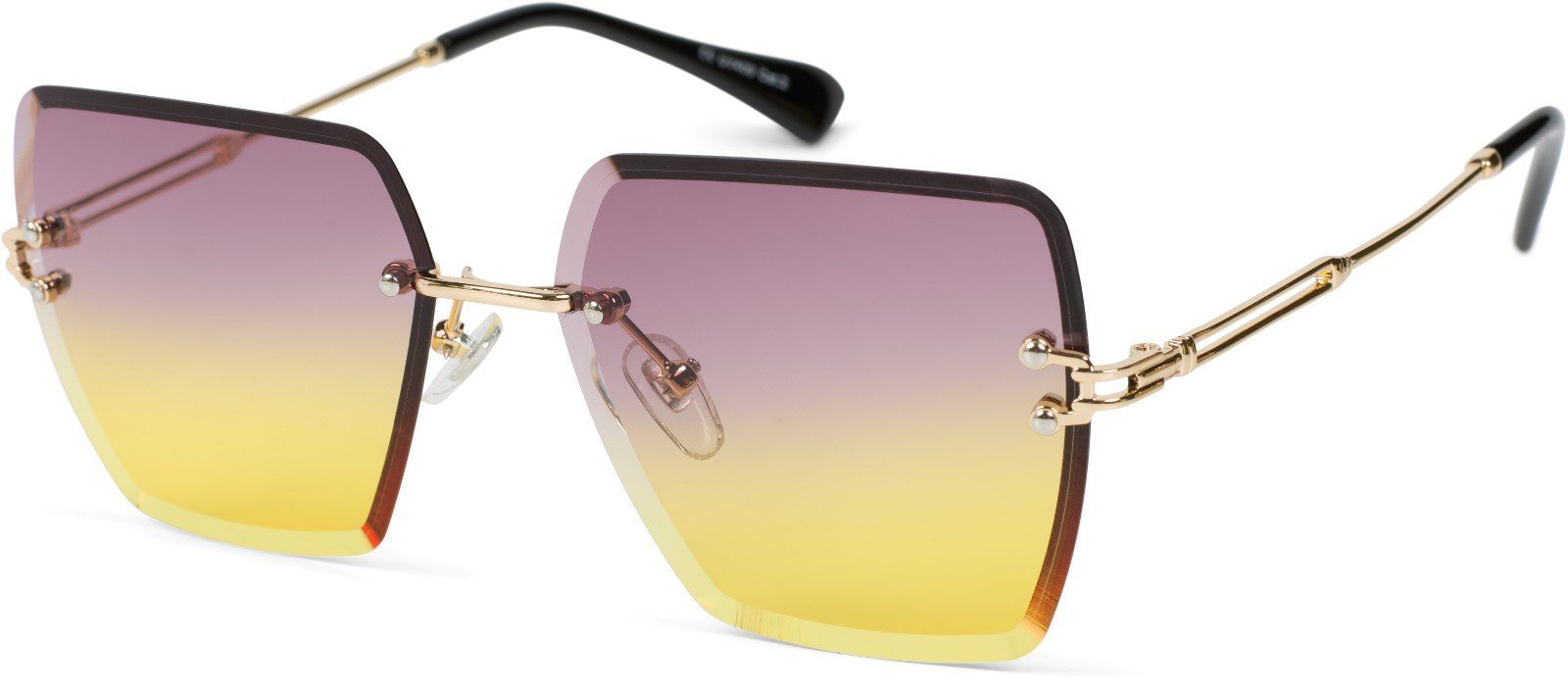 styleBREAKER Sonnenbrille (1-St) Getönt Gestell Gold / Glas Violett-Gelb Verlauf