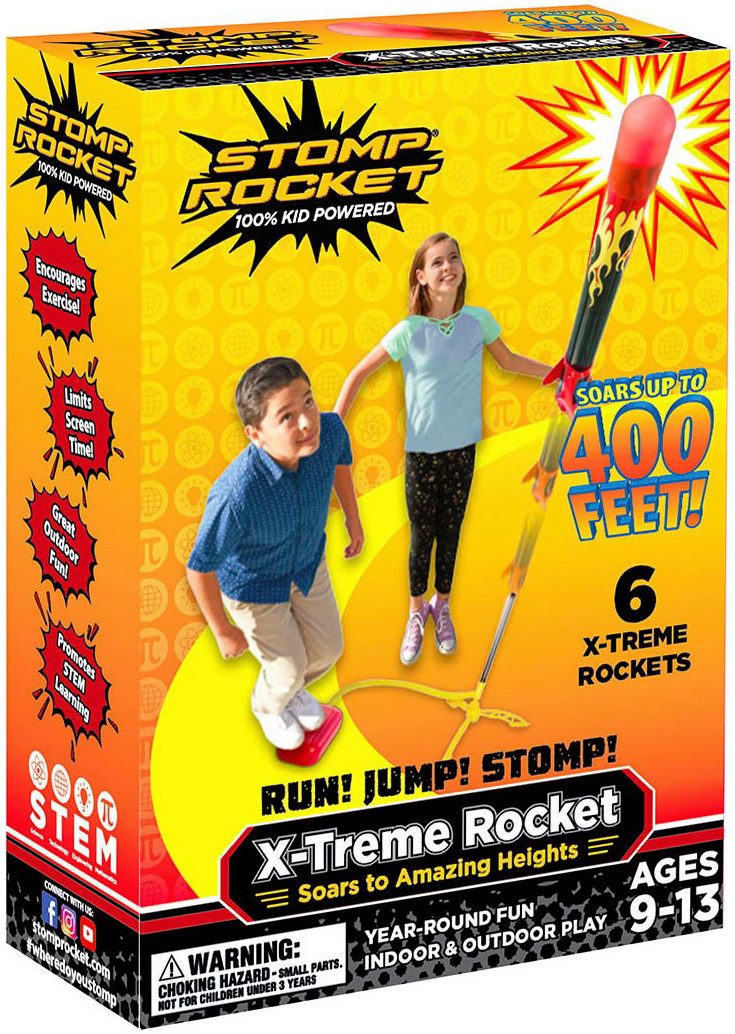 Stomp Rocket Spiel X-Treme, 6 Rockets, Luftdruckraketen-Outdoorspiel