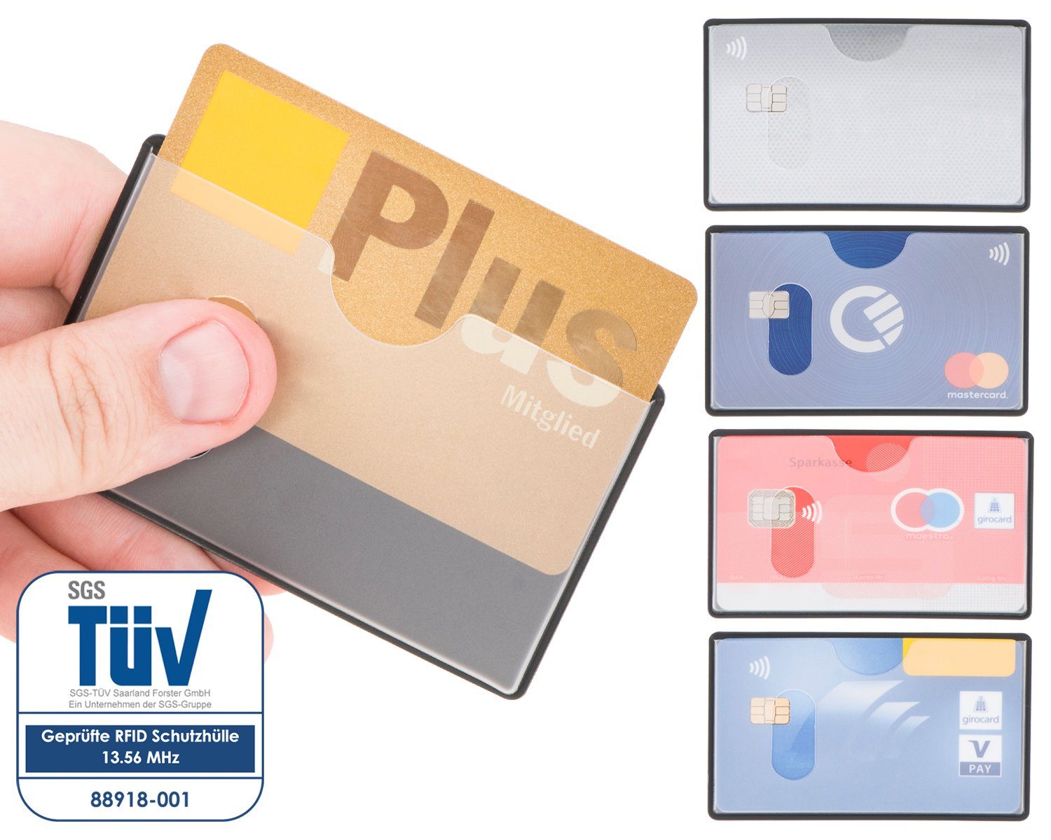 6 RFID Kreditkarte, abgeschirmt, Etui transparent, Kreditkartenhüllen Stück Scheckkarte - x valonic 59 mm, Schutz, 91 oben NFZ RFID-Block valonic Einschub
