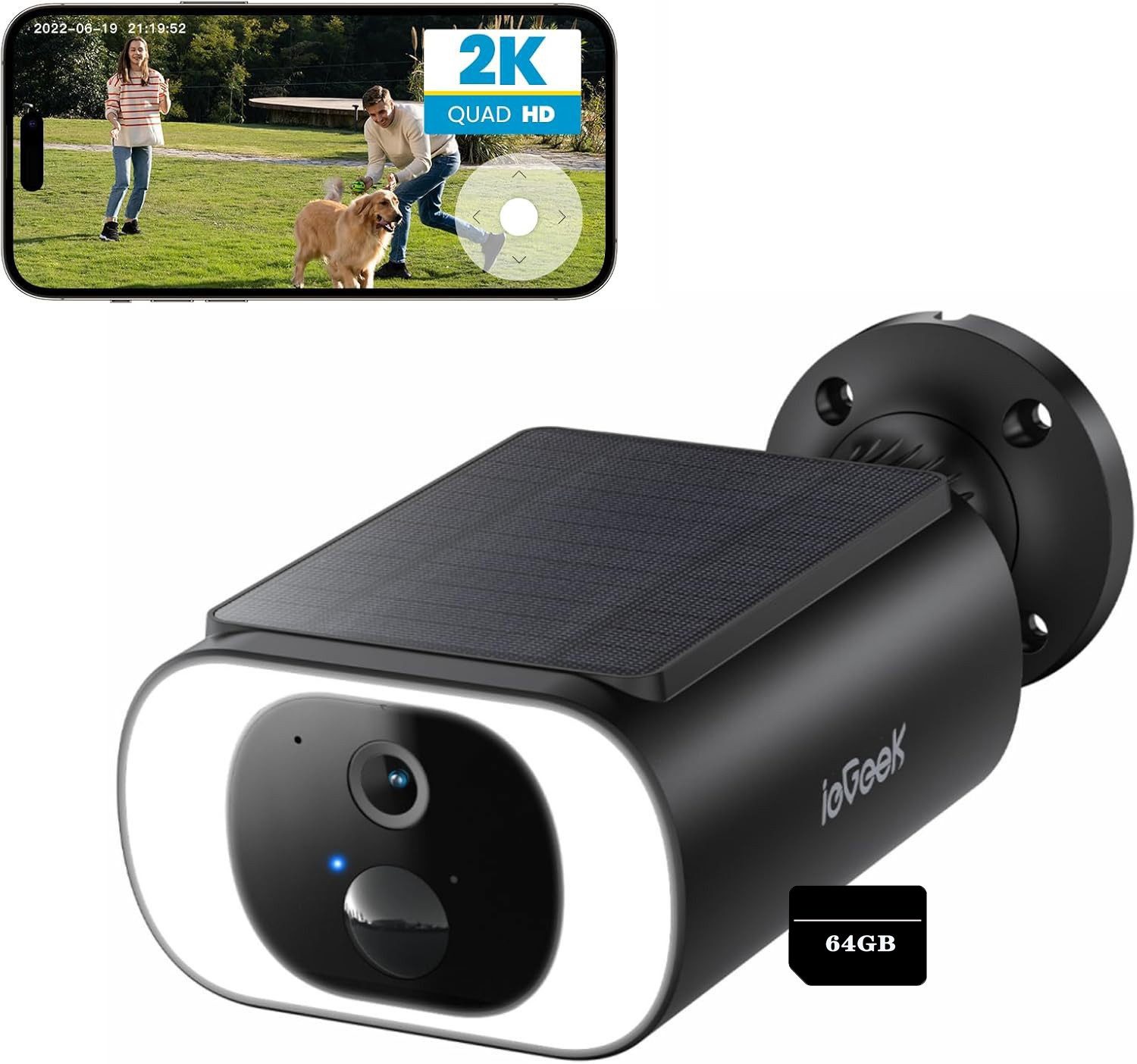 Thumbnail - ieGeek Überwachungskamera Überwachungskamera Aussen Akku solar mit 64GB Speicher Karte unt wlan (Außen, Aussen, Außenber...