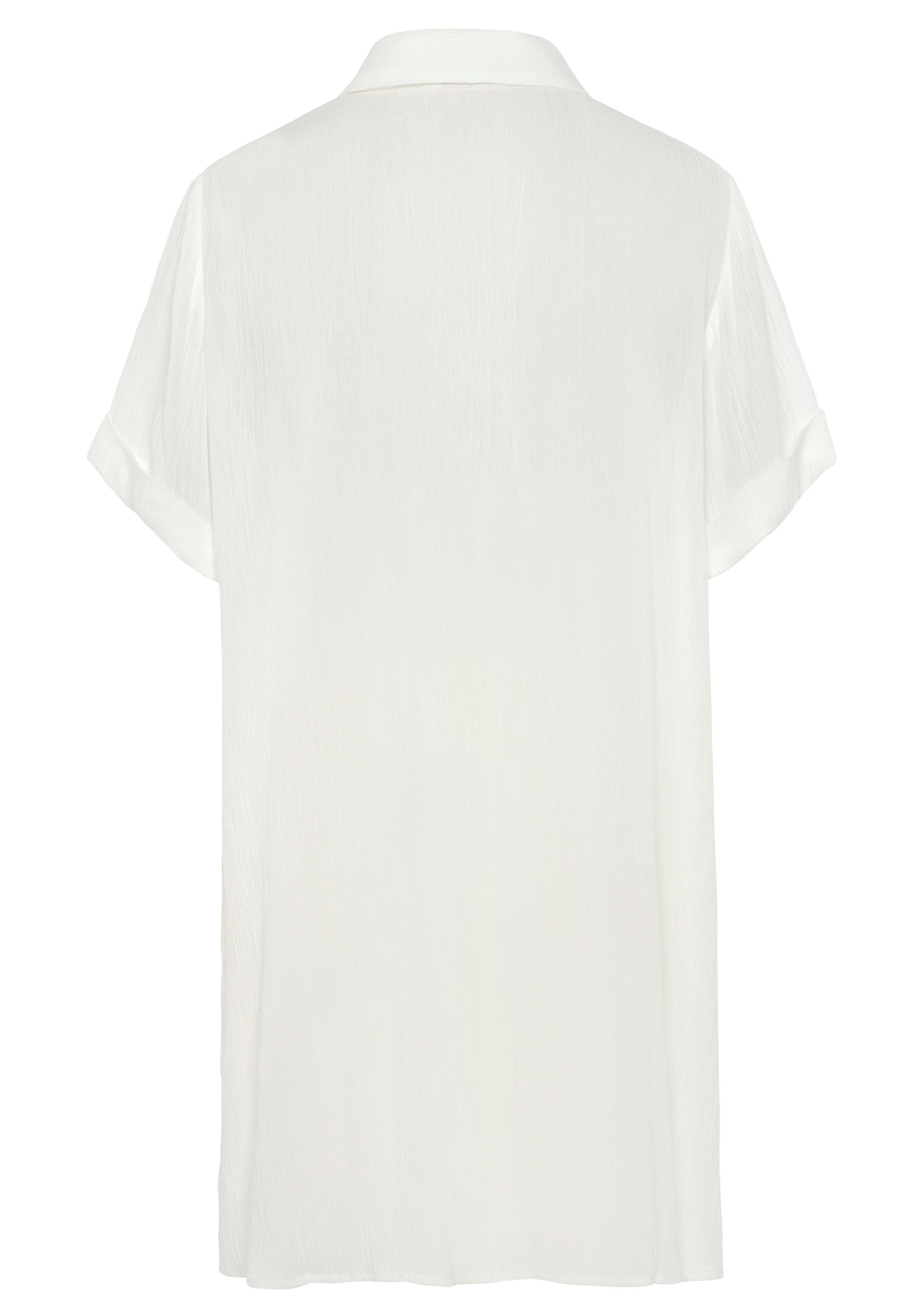 LASCANA Longbluse mit Knopfleiste, Kurzarmbluse, Blusenkleid, sommerlich