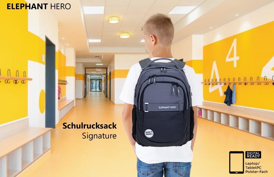 ELEPHANT Schulrucksack Hero Signature Schultasche (2 Teile Set), Rucksack + Mäppchen Box