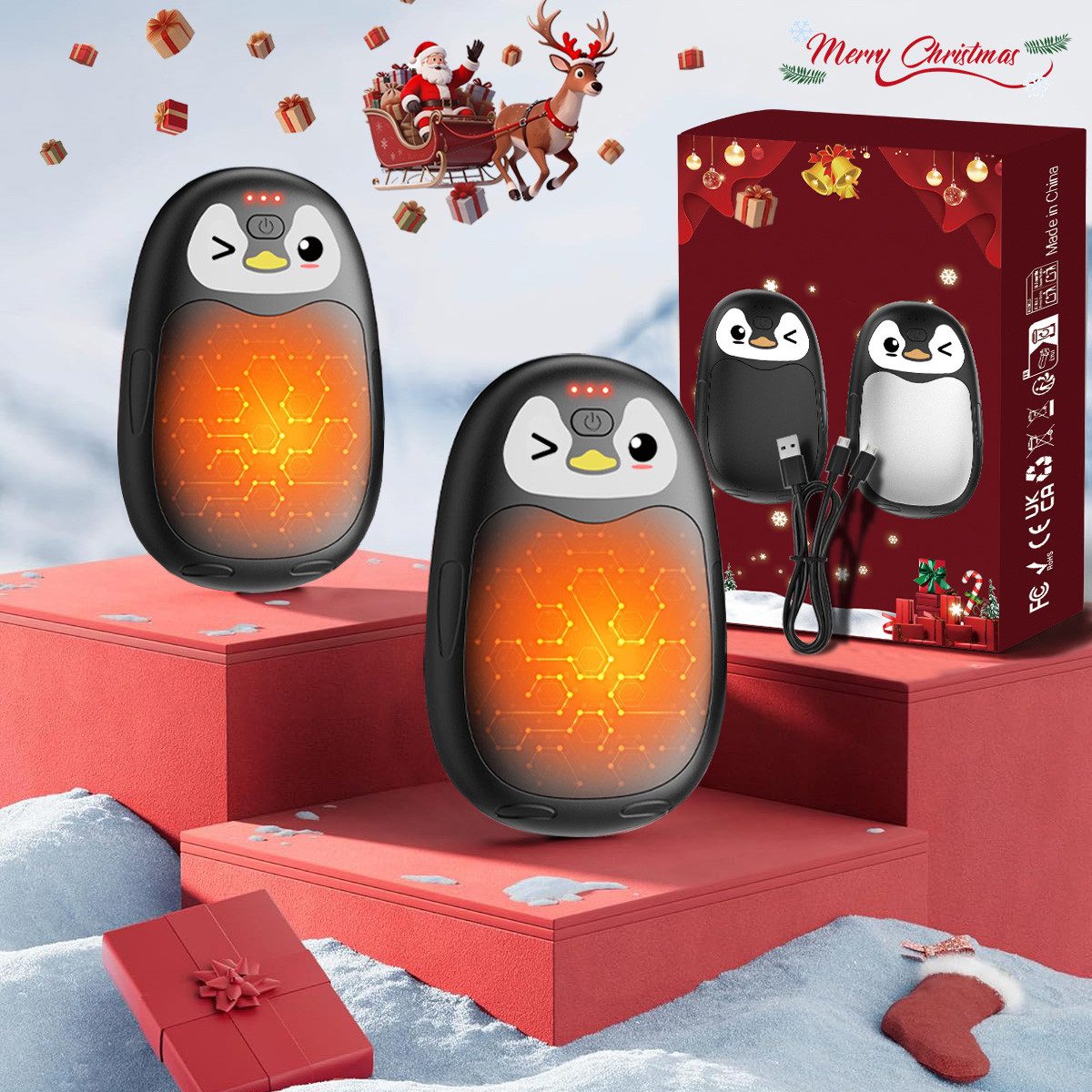 Handwärmer Elektrischer Handwärmer 2er,8000mAh USB Taschenwärmer, wiederaufladbar