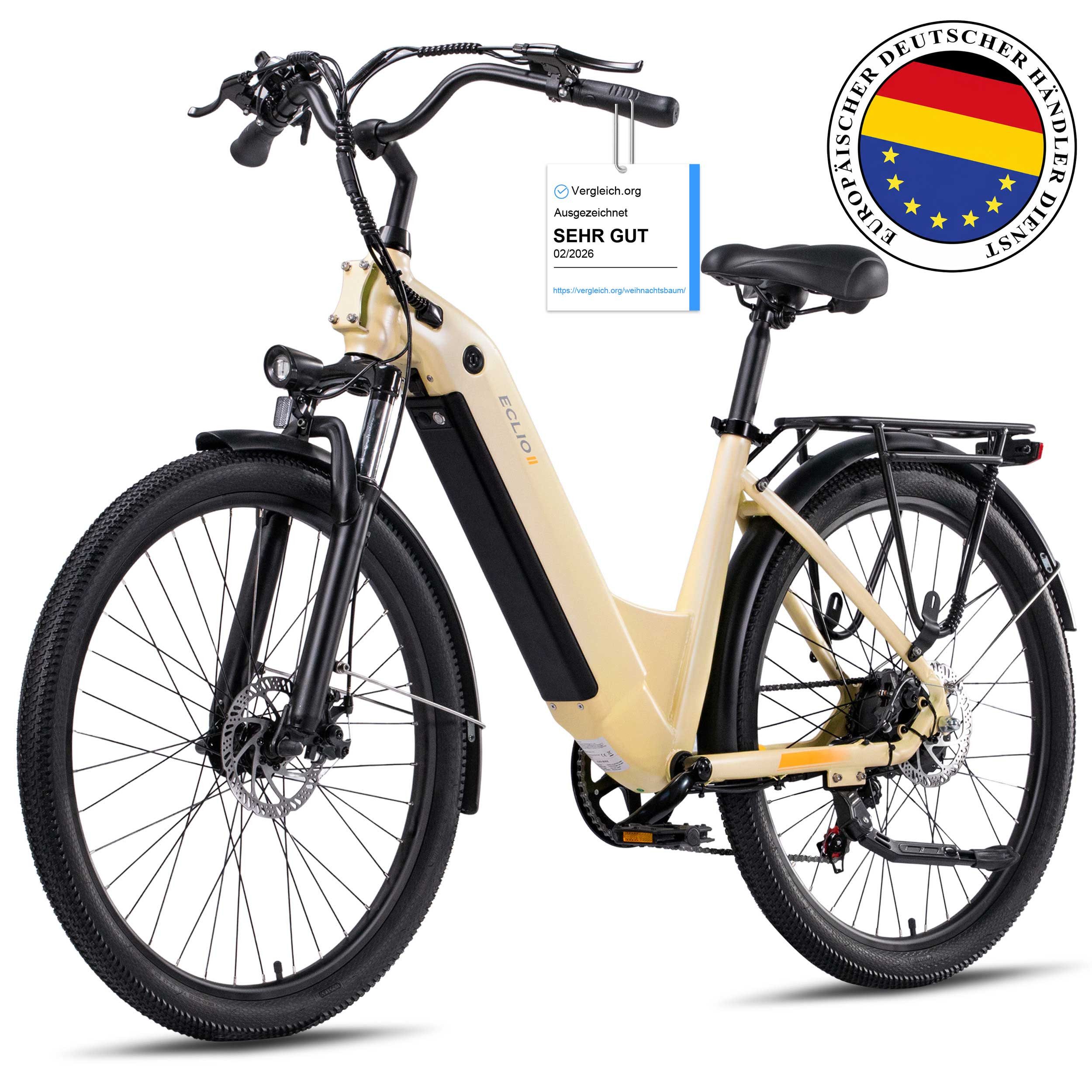 Vankel E-Bike e bike für herren 26 zoll 18.2AH 36V 655WH damen 120km Elektrofahrrad, Kettenschaltung, Heckmotor, 655 Wh, Komfortables Stadtrad mit Scheibenbremsen & 26" Bereifung für Pendler