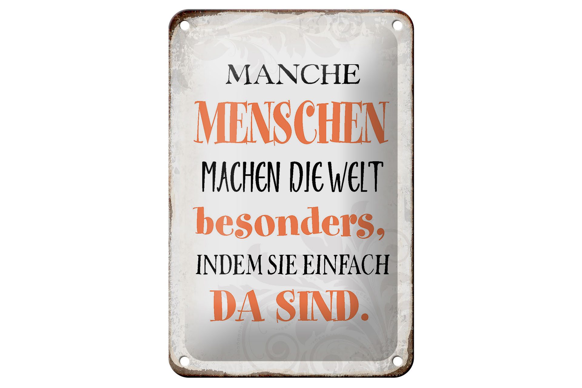 Femer GmbH Metallschild Blechschild Spruch 12x18cm manche machen die Welt besonders Dekoration, (1 St), gewölbte Oberfläche, abgerundete Ecken, umgeschlagene Kanten