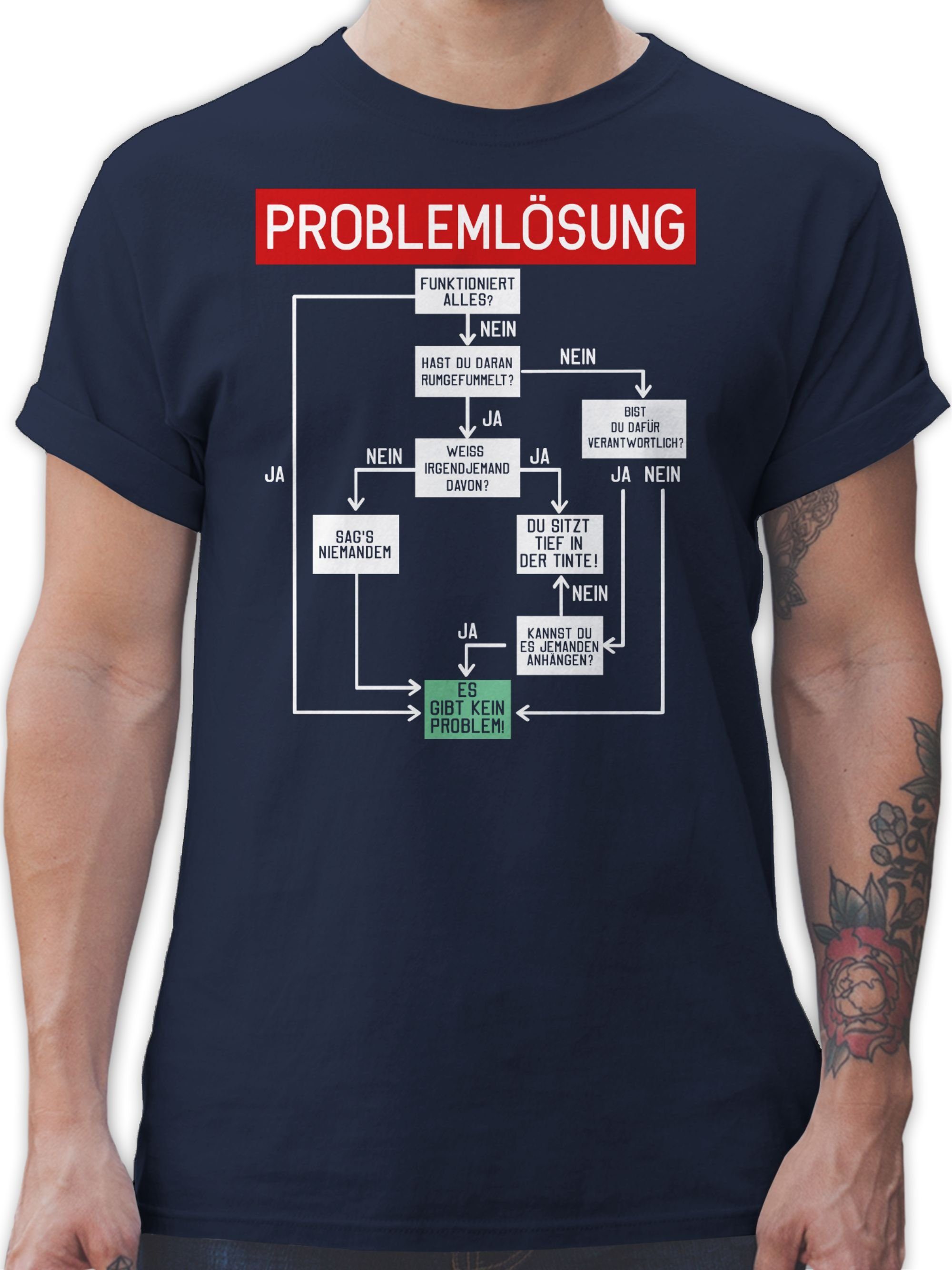 Shirtracer T-Shirt Problemlösung Sprüche Statement mit Spruch 02 Navy Blau