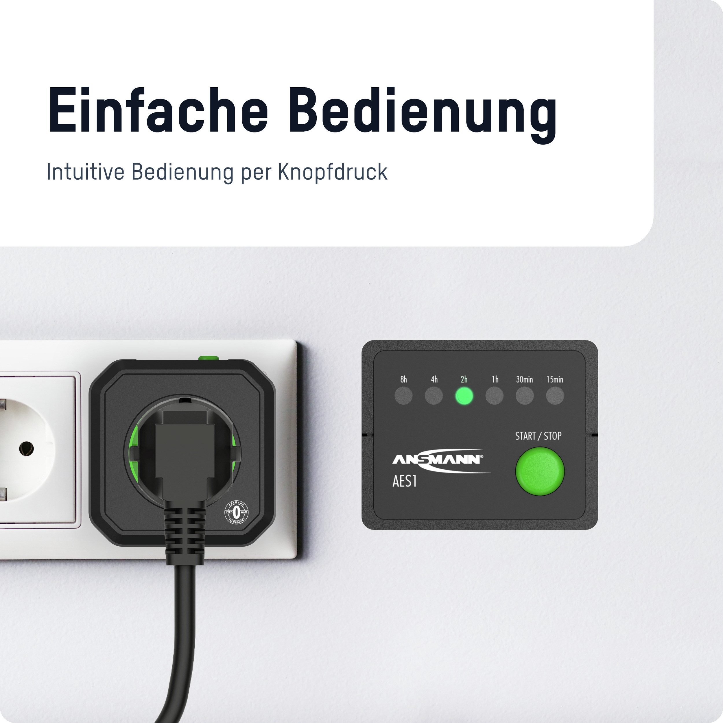 ANSMANN AG Funksteckdose Timer Steckdose, kompakter Energiespar Stecker für innen,2500W