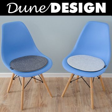 DuneDesign Stuhlkissen 4 Filz Sitzkissen oval Stuhlkissen Sitzauflage, 40x37cm grau 8 mm
