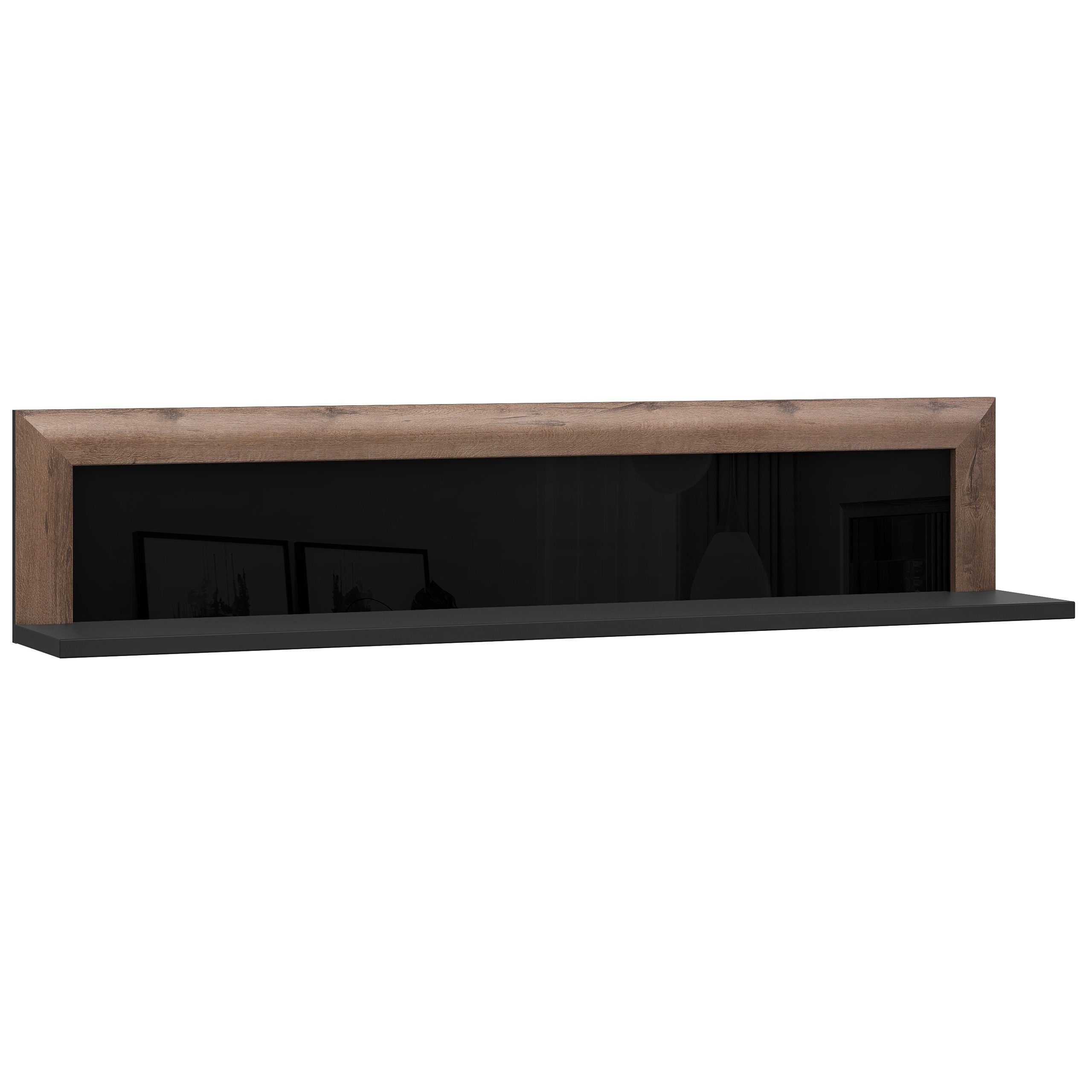 Newroom Wandboard Emery, Schlammeiche Wandboard und Modern Schwarz Bücherregal Wandregal