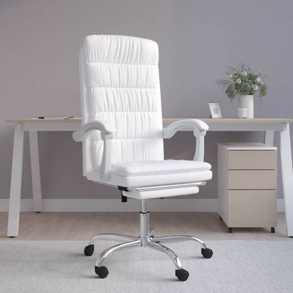 furnicato Bürostuhl mit Liegefunktion Weiß Kunstleder (1 St) | Drehstühle