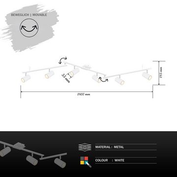 Globo Deckenleuchte Deckenleuchte Wohnzimmer Deckenlampe Deckenstrahler 6 Flammig 57910-6W, weiß, ohne Leuchtmittel, Lichtfarbe ist abhängig vom Leuchtmittel, Schlafzimmer, Esszimmer, Küche, Flur, Strahler, Deckenspots, Spots