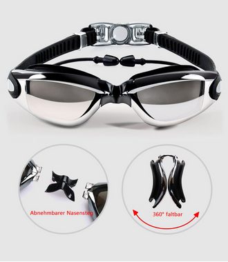 CoolBlauza Taucherbrille Schwimmbrille Anti Nebel UV-Schutz Objektive Voll verstellbar, (Schwimmbrille + Badekappe + Ohrstöpsel), für Erwachsene Herren Frauen und Kinder 8 +