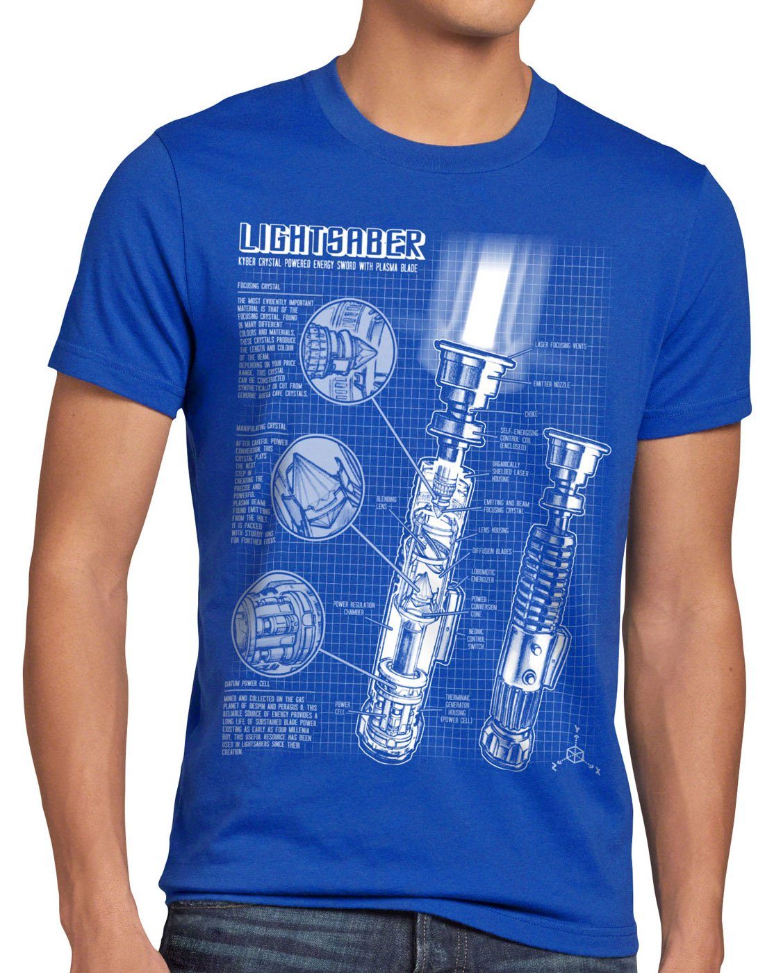 der wars blau T-Shirt Laserschwert star style3 solo sterne lichtschwert Herren jedi krieg Print-Shirt