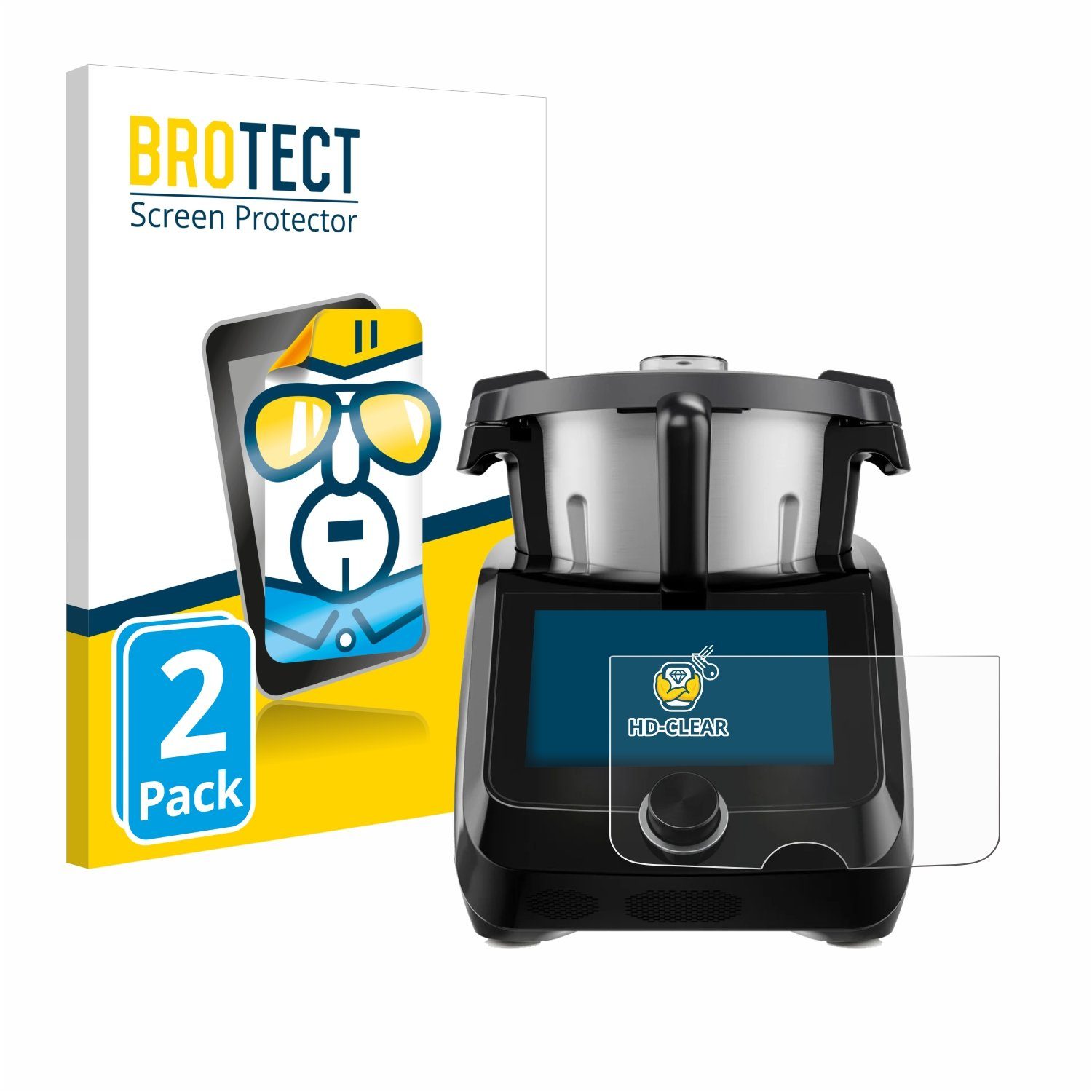 BROTECT Displayschutzfolie Schutzfolie für SilverCrest Monsieur Cuisine Smart BLACK EDITION, 2 Stück, Displayschutz Schutz Folie Klar Transparent