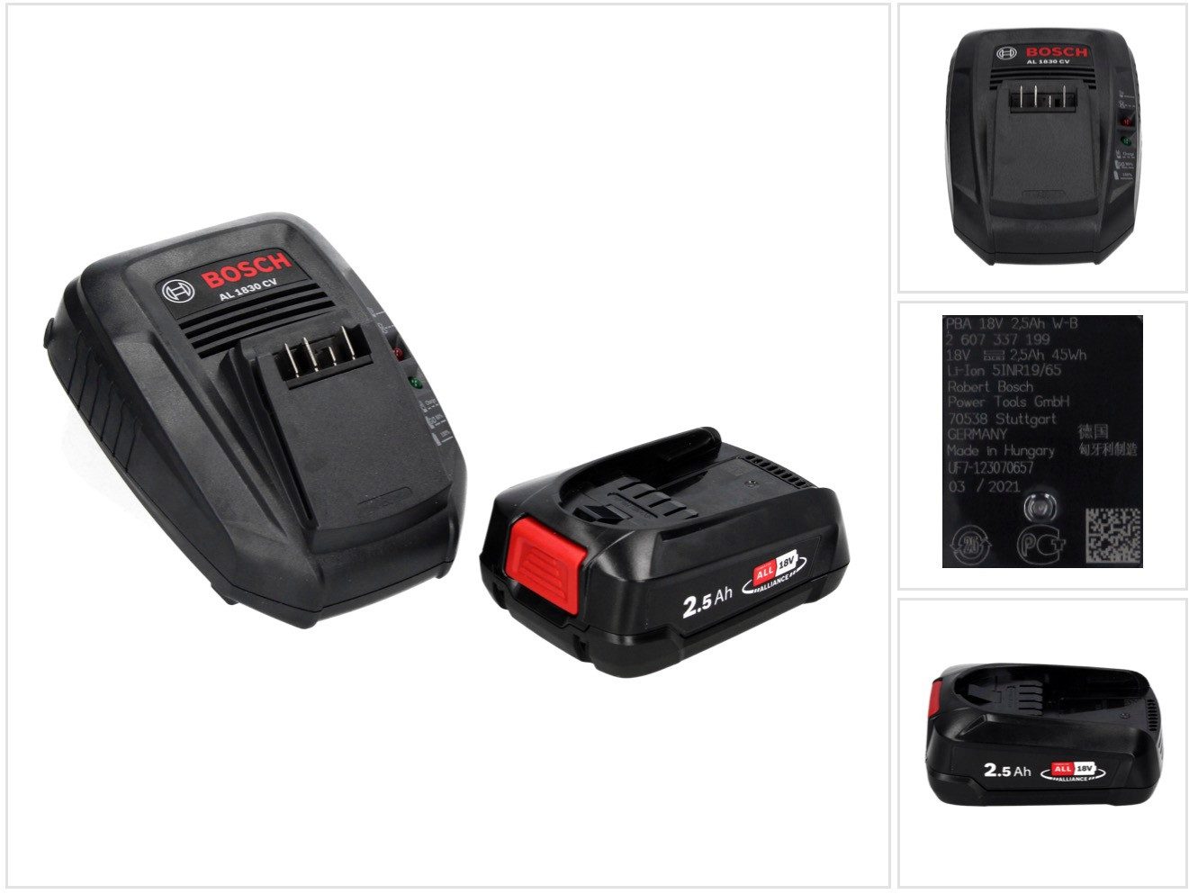 BOSCH Starter Set 18 V mit 1x PBA 2,5 Ah Akku + AL 1830 Ladegerät (1600A00 Akkupacks