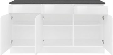 Kochstation Unterschrank KS-Virginia 85 cm hoch, 150 cm breit, 3 Schubladen, 3 Türen, griffloses Design