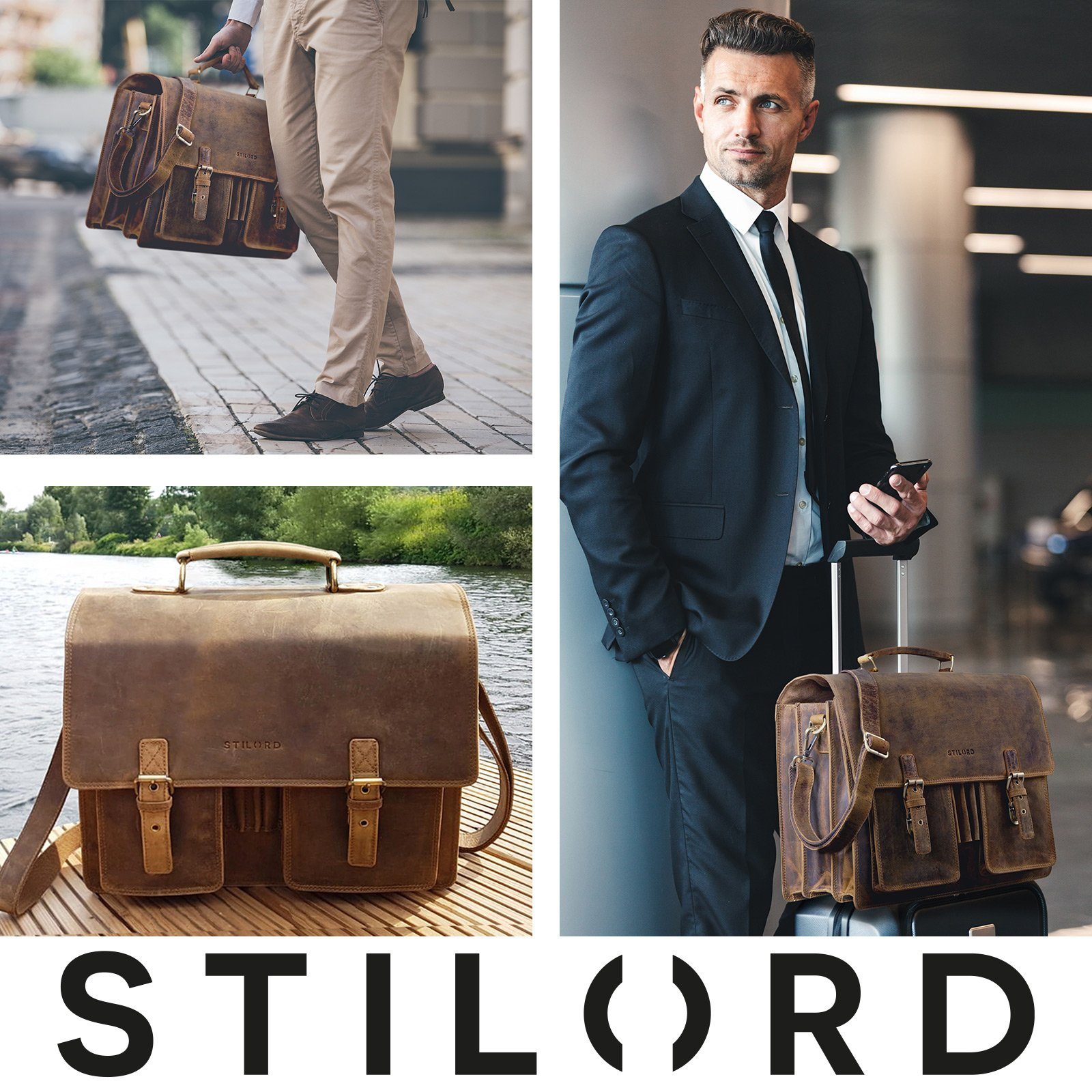 STILORD Aktentasche "Anton" Aktentasche Leder XL