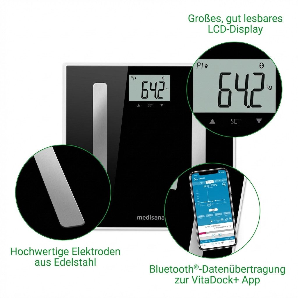 medisana Körper-Analyse-Waage BS A45 connect mit VitaDock+ App