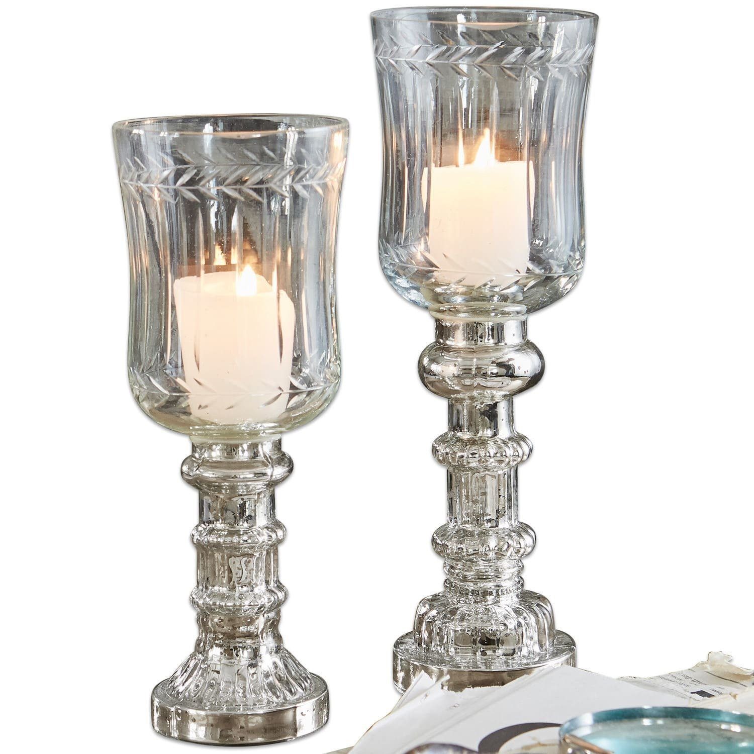 Windlicht Windlicht 2er Set Ely klar/silber