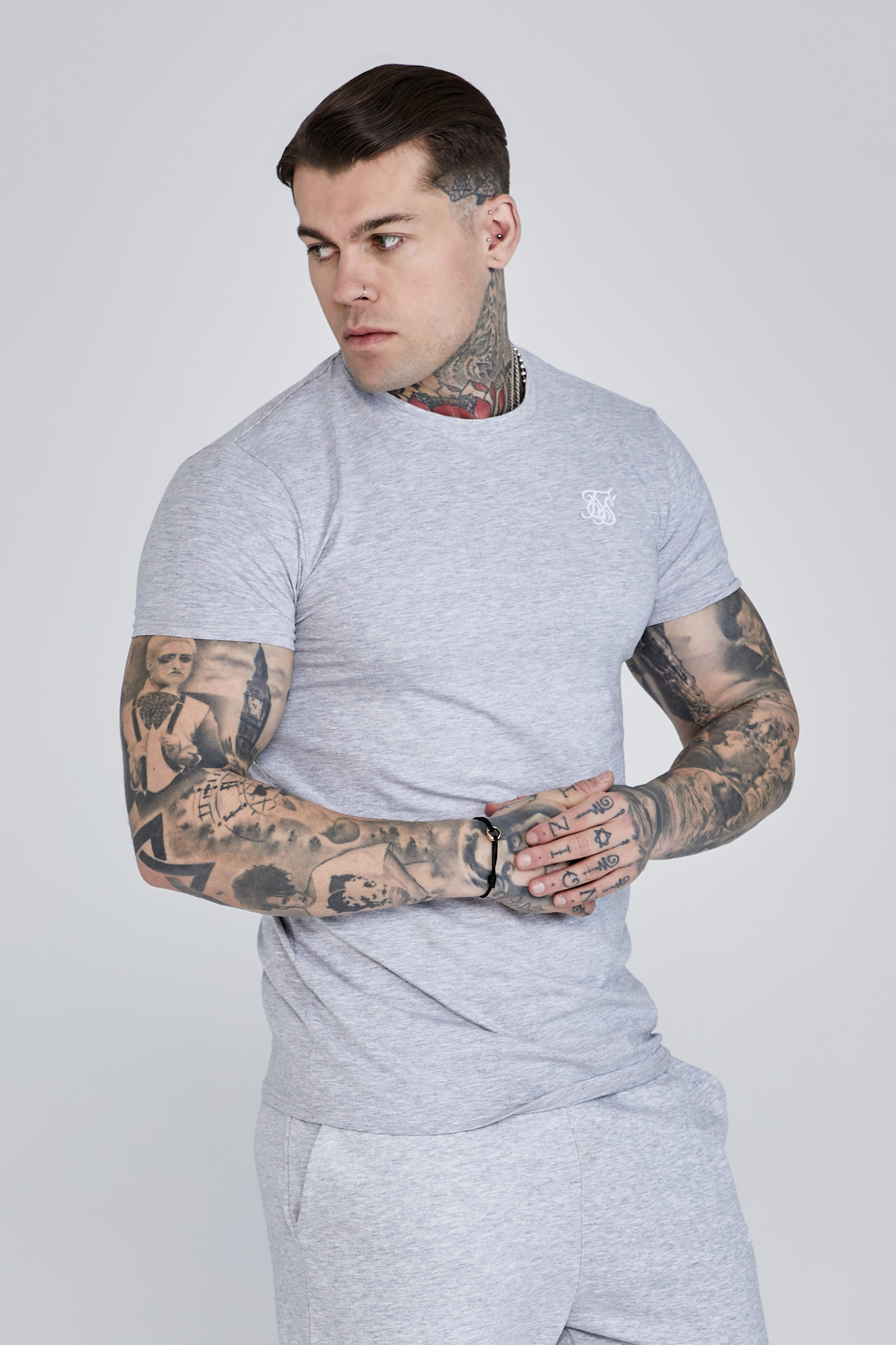 Siksilk T-Shirt SikSilk Herren Grau Marl Essentials T-Shirt günstig online kaufen