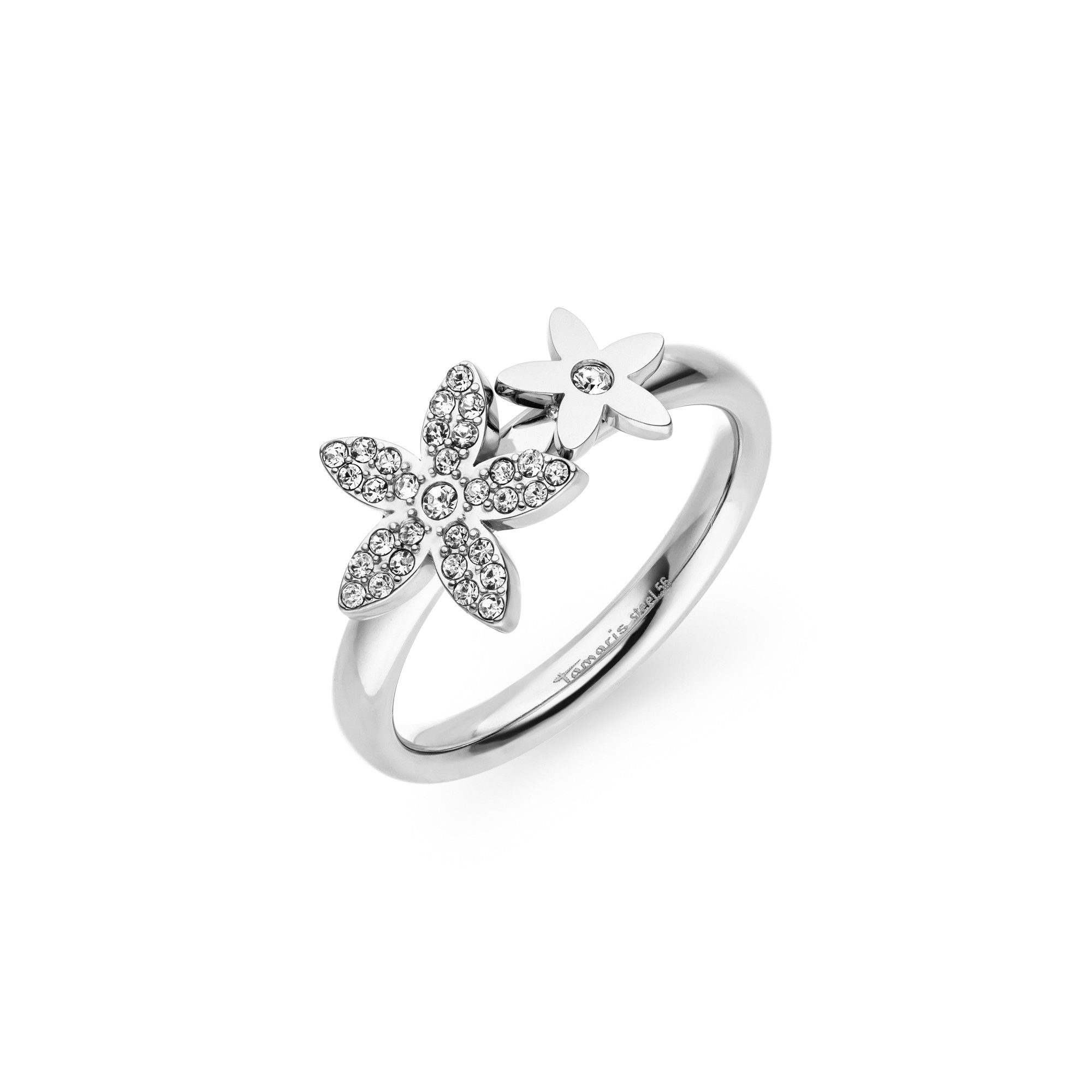 Tamaris Fingerring The new Glitter Flower Edelstahl