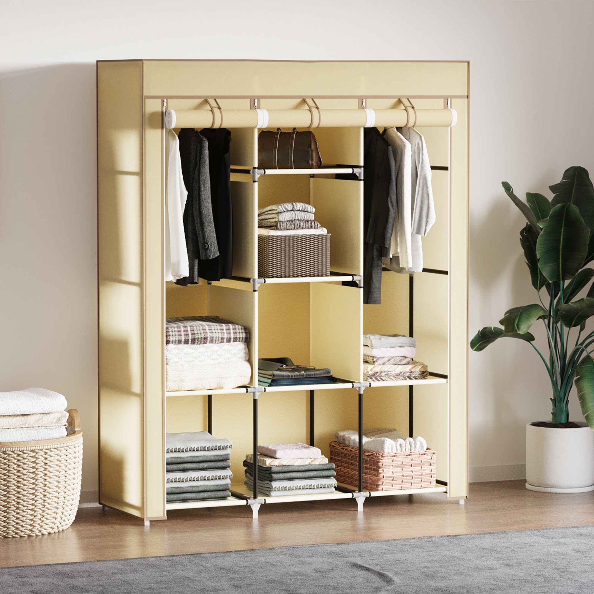HOMCOM Stoffschrank Faltschrank, Faltbare Garderobe aus günstig online kaufen