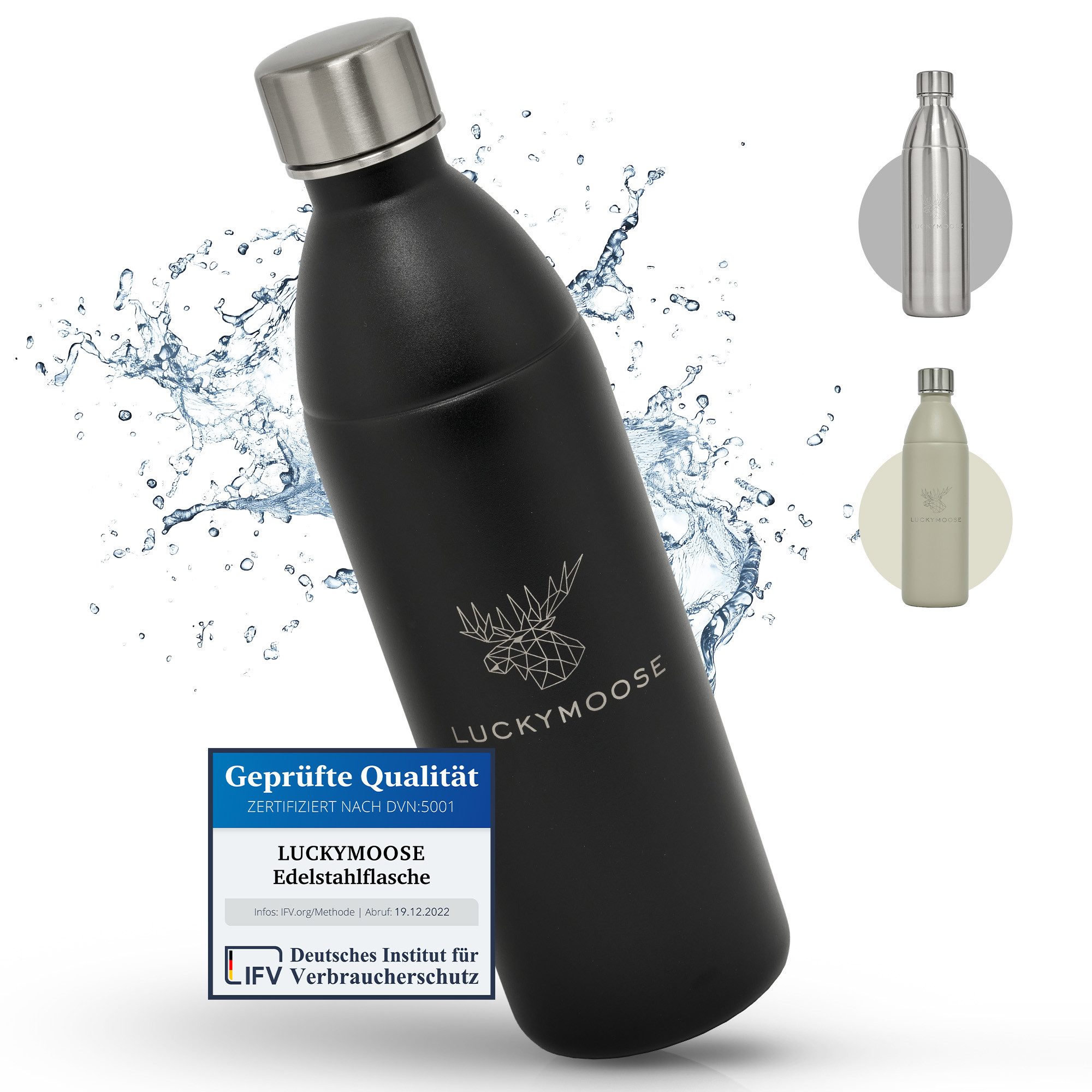 Luckymoose Wassersprudler Flasche Infinity Edelstahlflasche Wassersprudler, (für SodaStream DUO & TERRA), Spülmaschinenfest & ohne Ablaufdatum