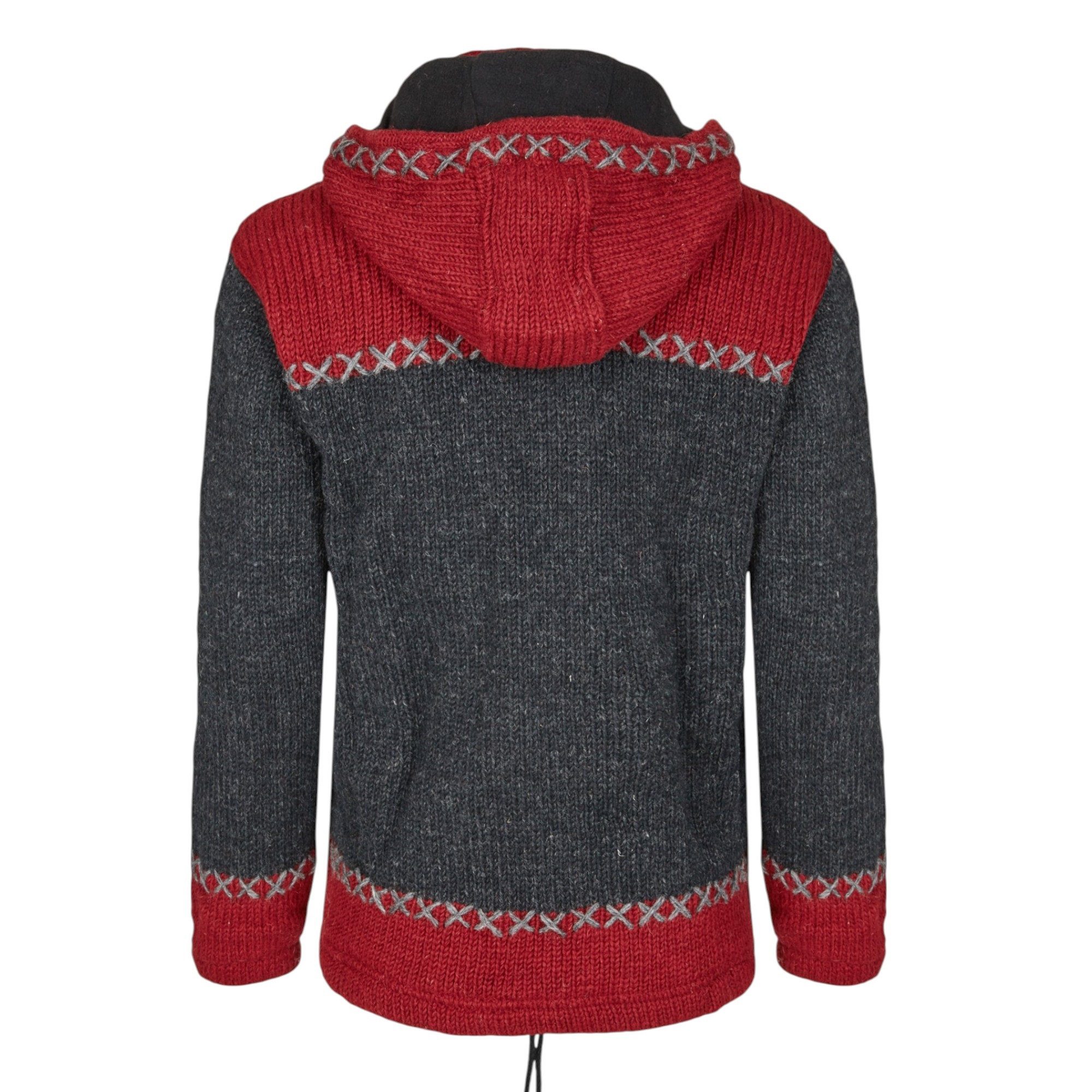 THC Natural Line Strickjacke THC Schafwollstrickjacke anthrazit rot 512 (1 günstig online kaufen