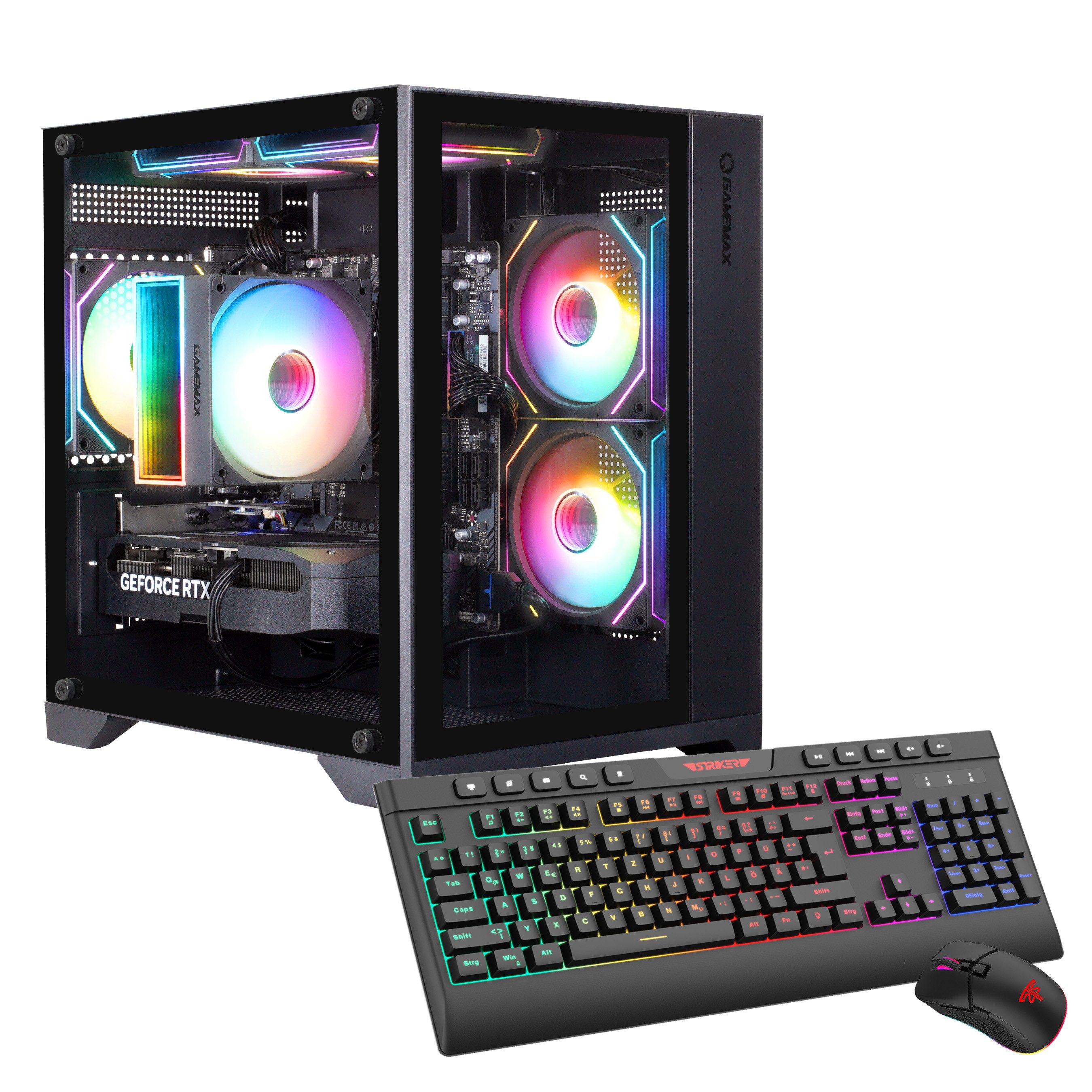 GAMEMAX Infinity Mini BK 7532 AMD Ryzen 5 7500F RTX 5070 32GB DDR5 1TB SSD Gaming-PC (AMD Ryzen 5 5700F, RTX 5070, 32 GB RAM, 1000 GB SSD, Luftkühlung aktiv, Windows 11, DDR5 RAM)