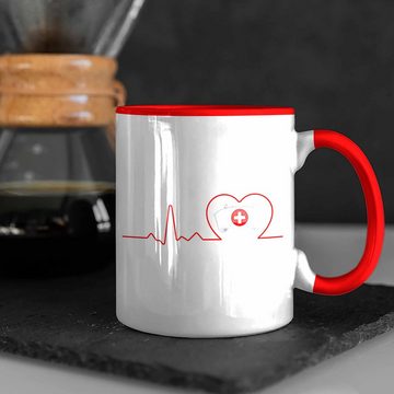 Trendation Tasse Trendation - Krankenschwester Tasse Herzschlag Geschenk Anestesie Arzthelferin Krankenhaus Geschenke Ärztin