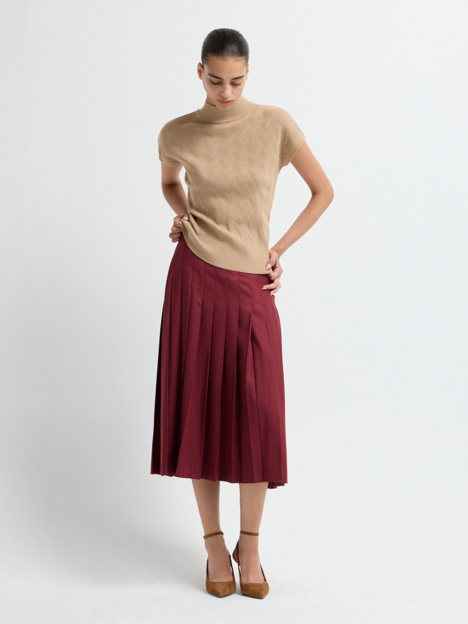 adL Sweatshirt Strickbluse mit Stehkragen und kurzen Ärmeln – Bild 2 von 5