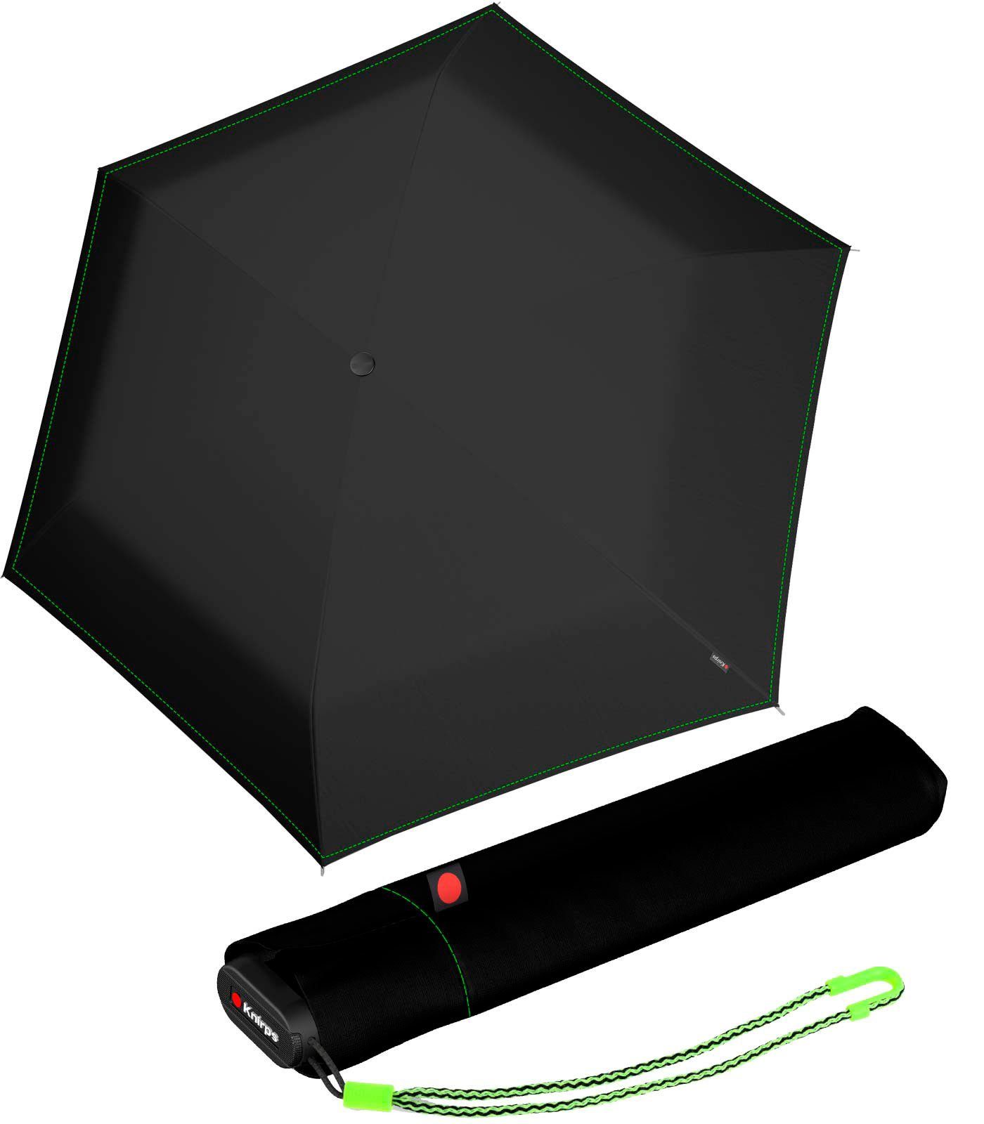 riesig Manual Taschenregenschirm - Ultra super US.050 leicht Knirps® extrem Light schwarz Neon, Slim kompakt und