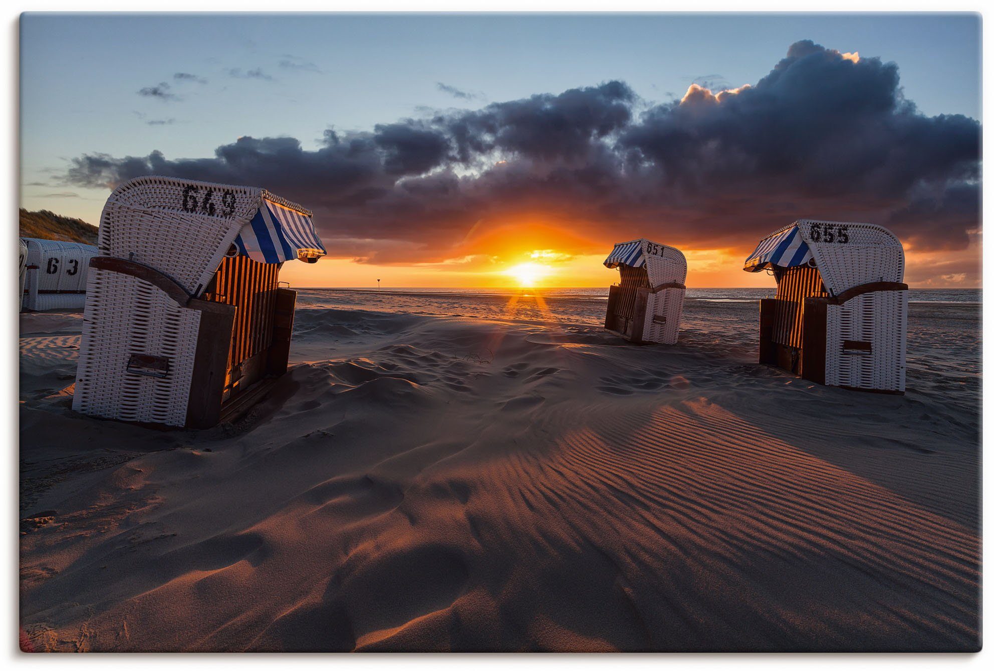 Artland Wandbild Am versch. Leinwandbild, in eines Alubild, Tages, Strandbilder Größen Ende St), Wandaufkleber als (1 Poster oder