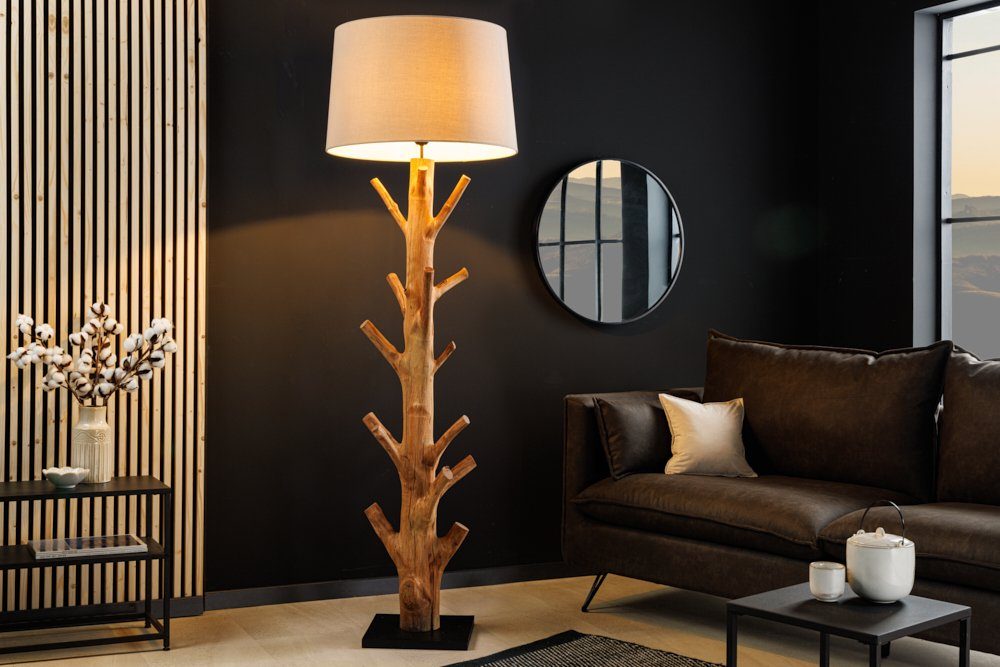 Leuchtmittel, · / · beige schwarz, Ein-/Ausschalter, Stehlampe ohne NATURE Wohnzimmer 180cm / Massivholz TREE Schlafzimmer natur · Stoff riess-ambiente · Landhausstil