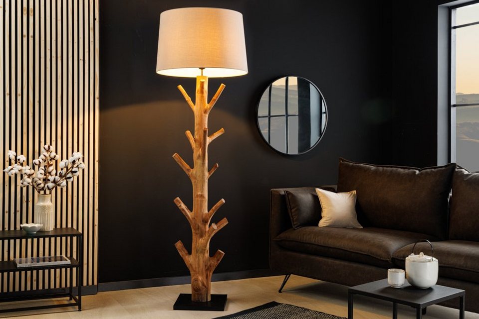 riess-ambiente Stehlampe TREE NATURE 180cm beige / natur / schwarz,  Ein-/Ausschalter, ohne Leuchtmittel, Wohnzimmer · Massivholz · Stoff ·  Schlafzimmer · Landhausstil