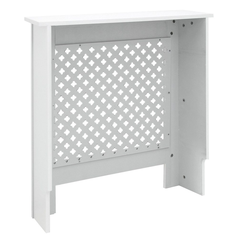 ML-DESIGN Heizungsverkleidung Heizkörperabdeckung aus Holz Heizkörperverkleidung für die Heizung, Zubehör für Heizkörper, Heizungsabdeckung lackiert Wabenmuster 78x19x82 cm Weiß aus MDF