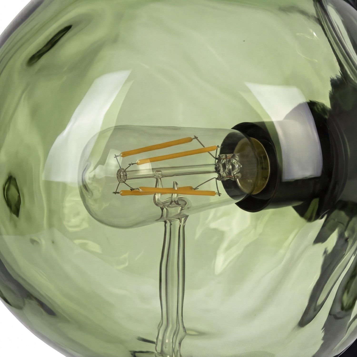 Licht-Erlebnisse Tischleuchte CLONLINA, ohne Leuchtmittel, Glas Weiß Grün Metall E14 40 cm Lava-Glas verspiegelt Schlafzimmer – Bild 5 von 5