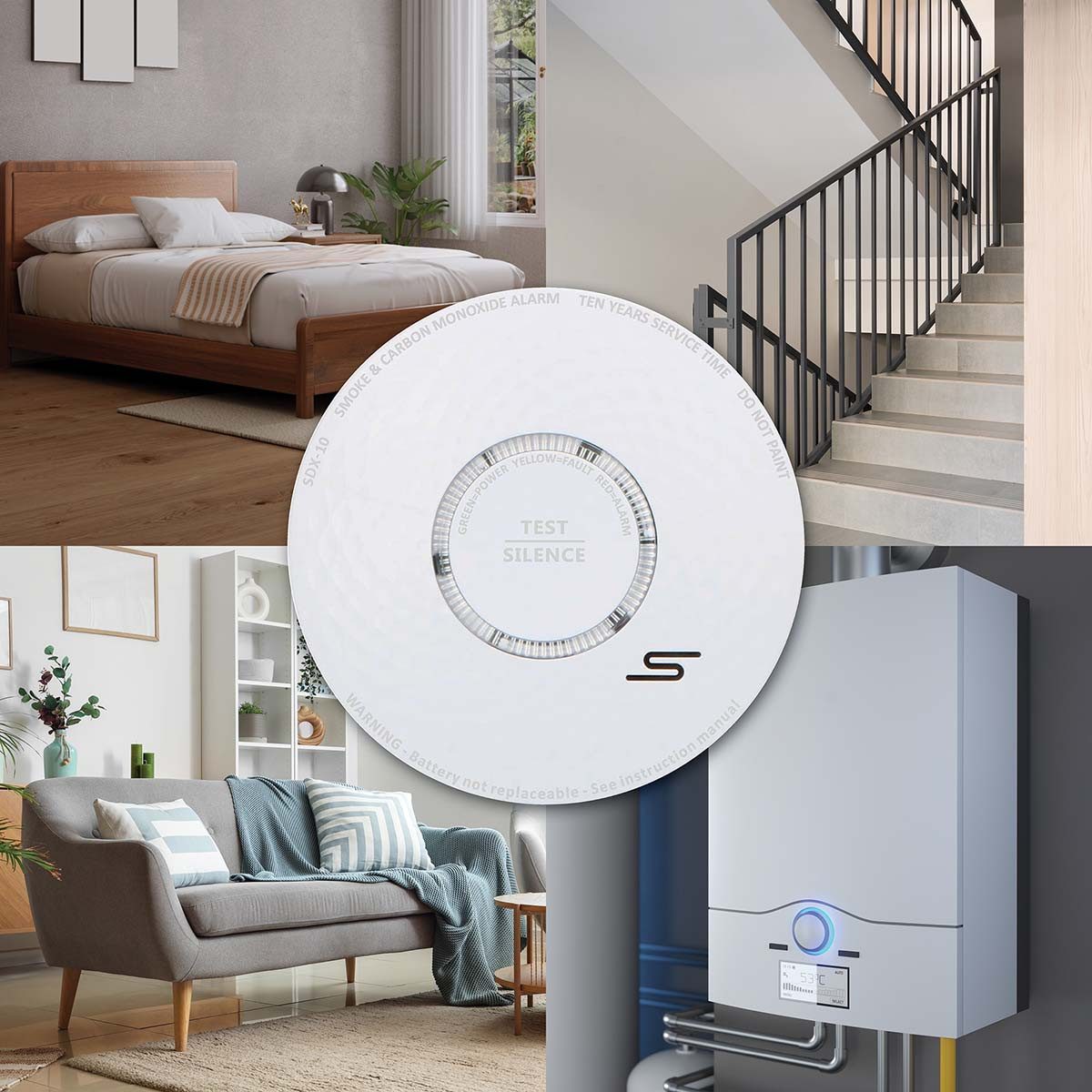 Alecto SDX10 Rauchmelder (Rauch- und Kohlenmonoxid-Melder, 10 Jahre Batterie)