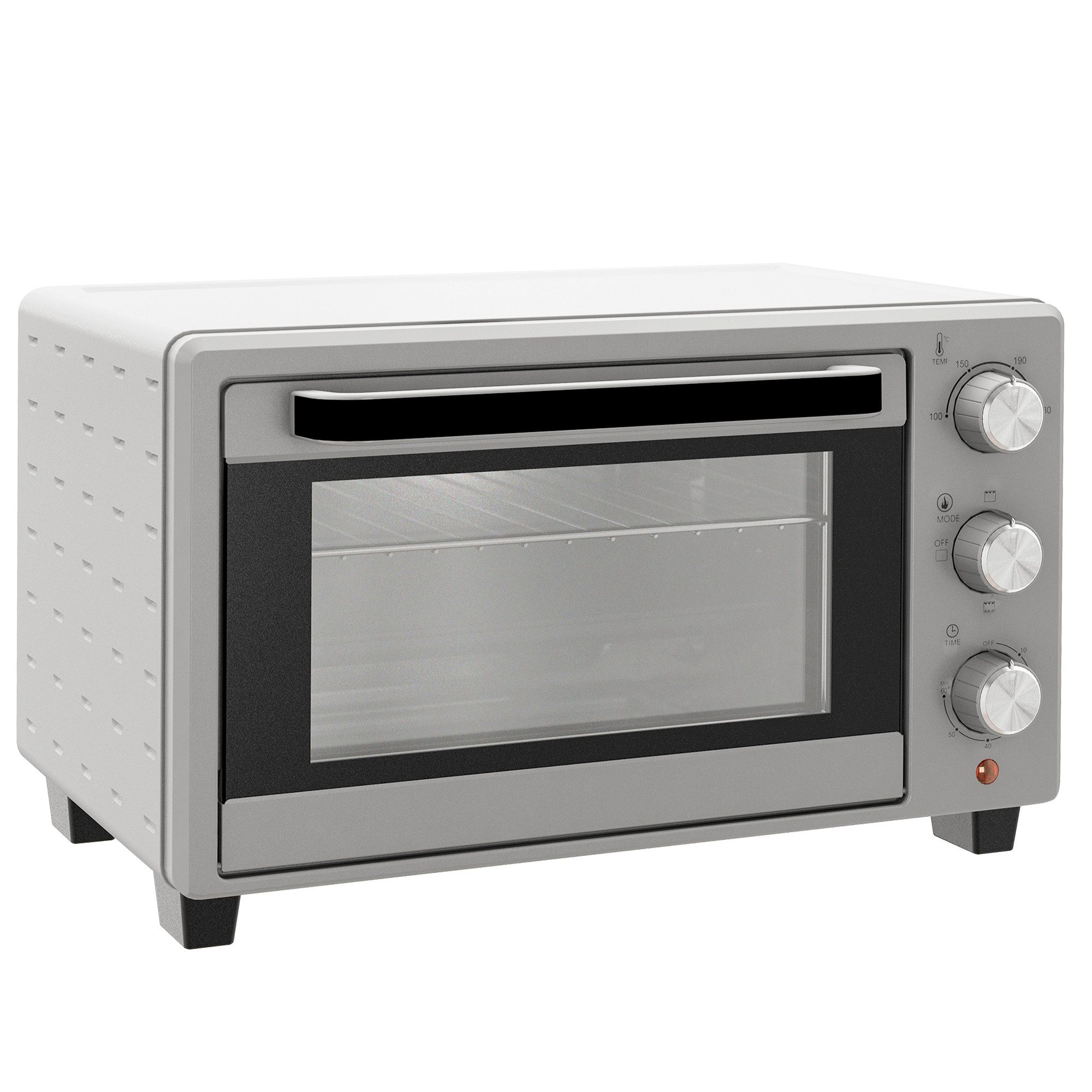 autolock Minibackofen Mini-Backofen 21 L mit 3 Kochmodi, 100–230 °C & Timer, Kompakter Backofen inkl. Backblech & Gitter, Edelstahl – 46×38,5×29 cm