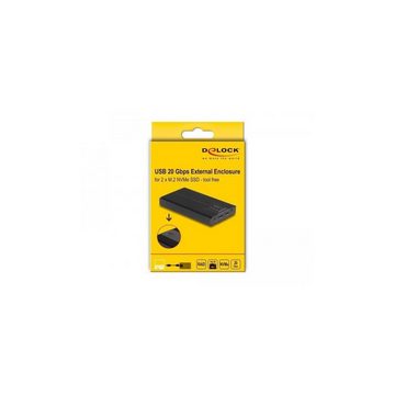Delock Festplatten-Gehäuse 42022 - Externes Gehäuse USB 20 Gbps für 2 x M.2 NVMe...