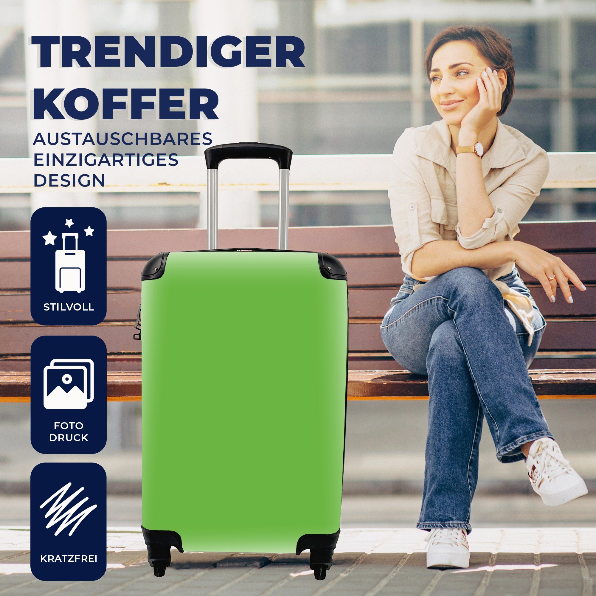 4 rollen, Natur, Reisekoffer Farben Grün für - Handgepäck Rollen, Reisetasche Handgepäckkoffer - mit Trolley, MuchoWow Ferien,