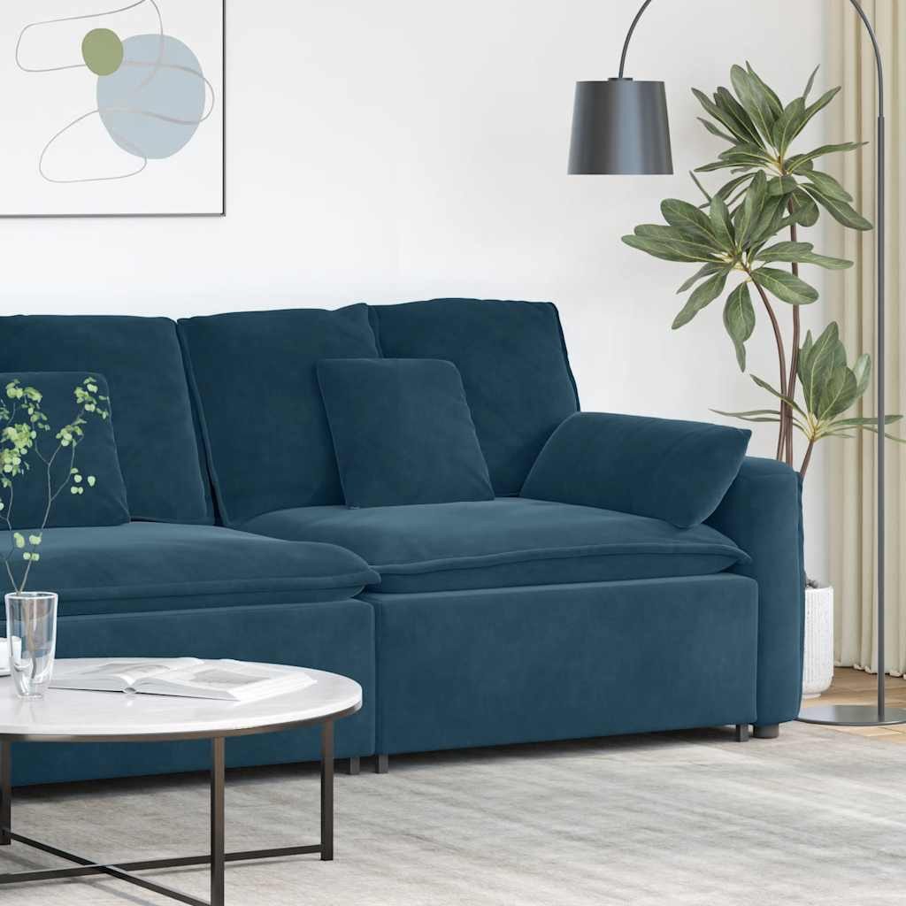 vidaXL Sofaelement Modulares Sofa Endmodul mit Armlehne Kissen Blau 100 cm