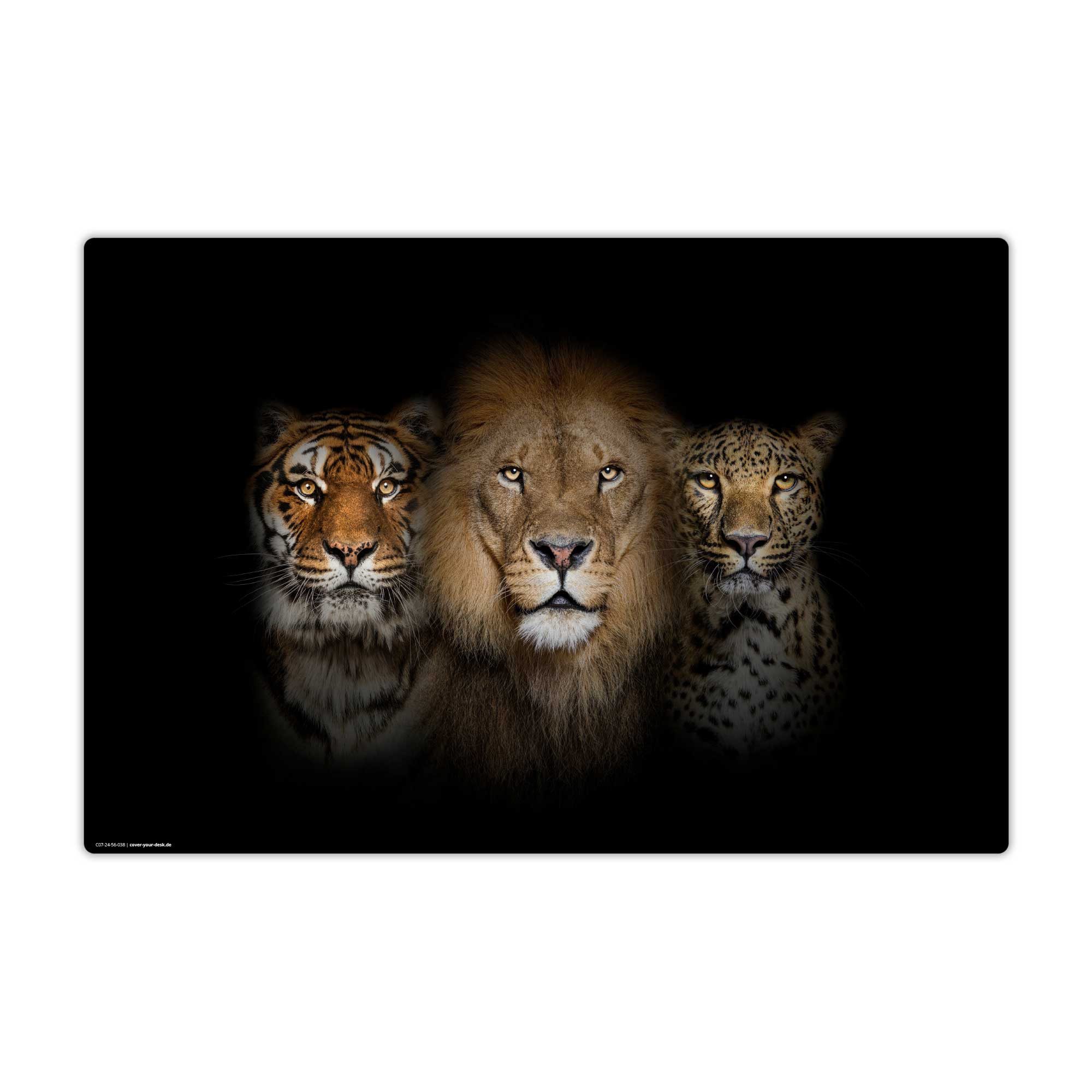 cover-your-desk.de Schreibtischunterlage abwaschbar - Löwe, Tiger & Leopard - premium Vinyl - Made in Germany, (1 tlg)