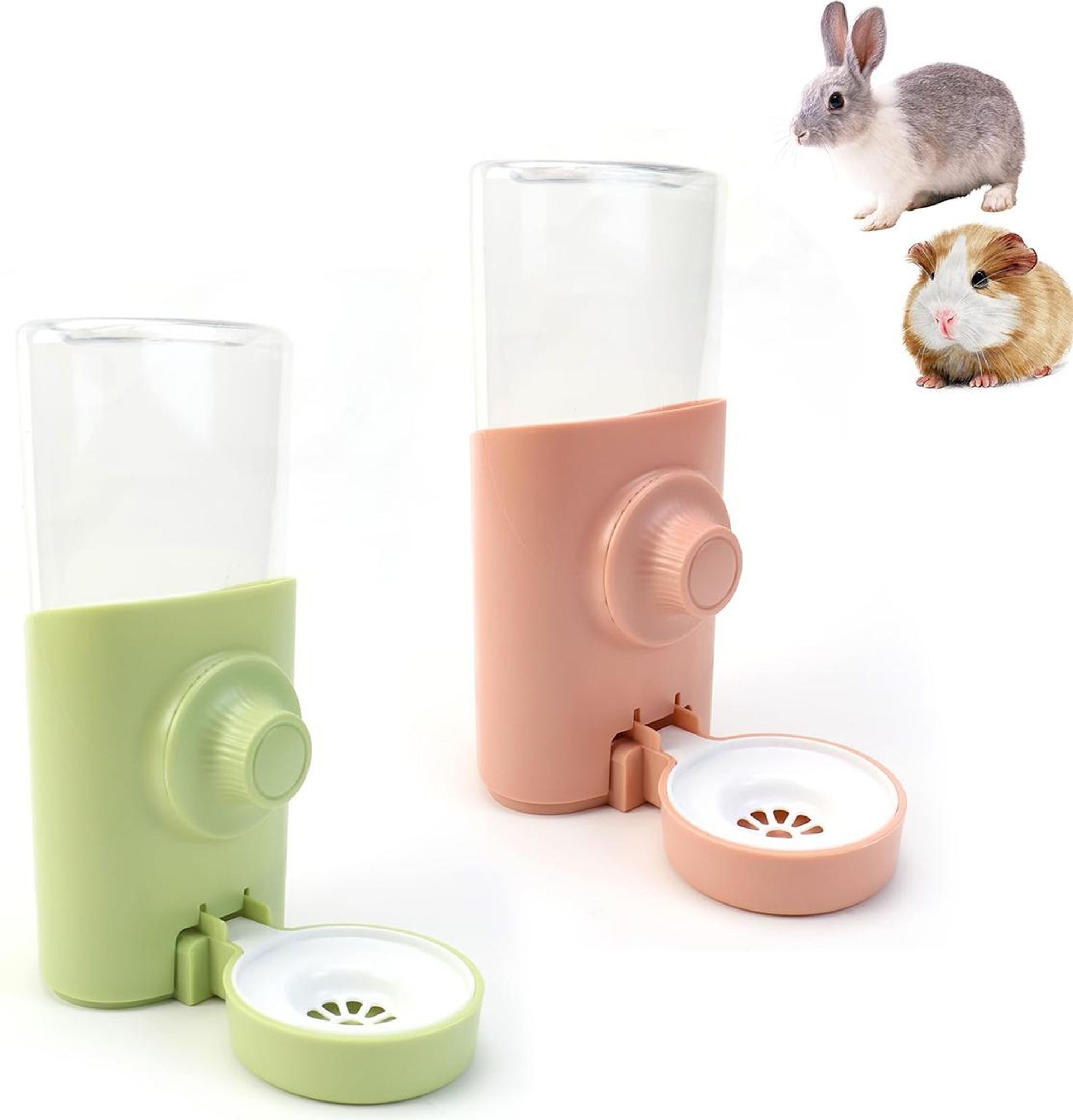 FELIXLEO Futterstation 2er Set Automatische Trinkflaschen Wasserspender Kleintiere 600ml