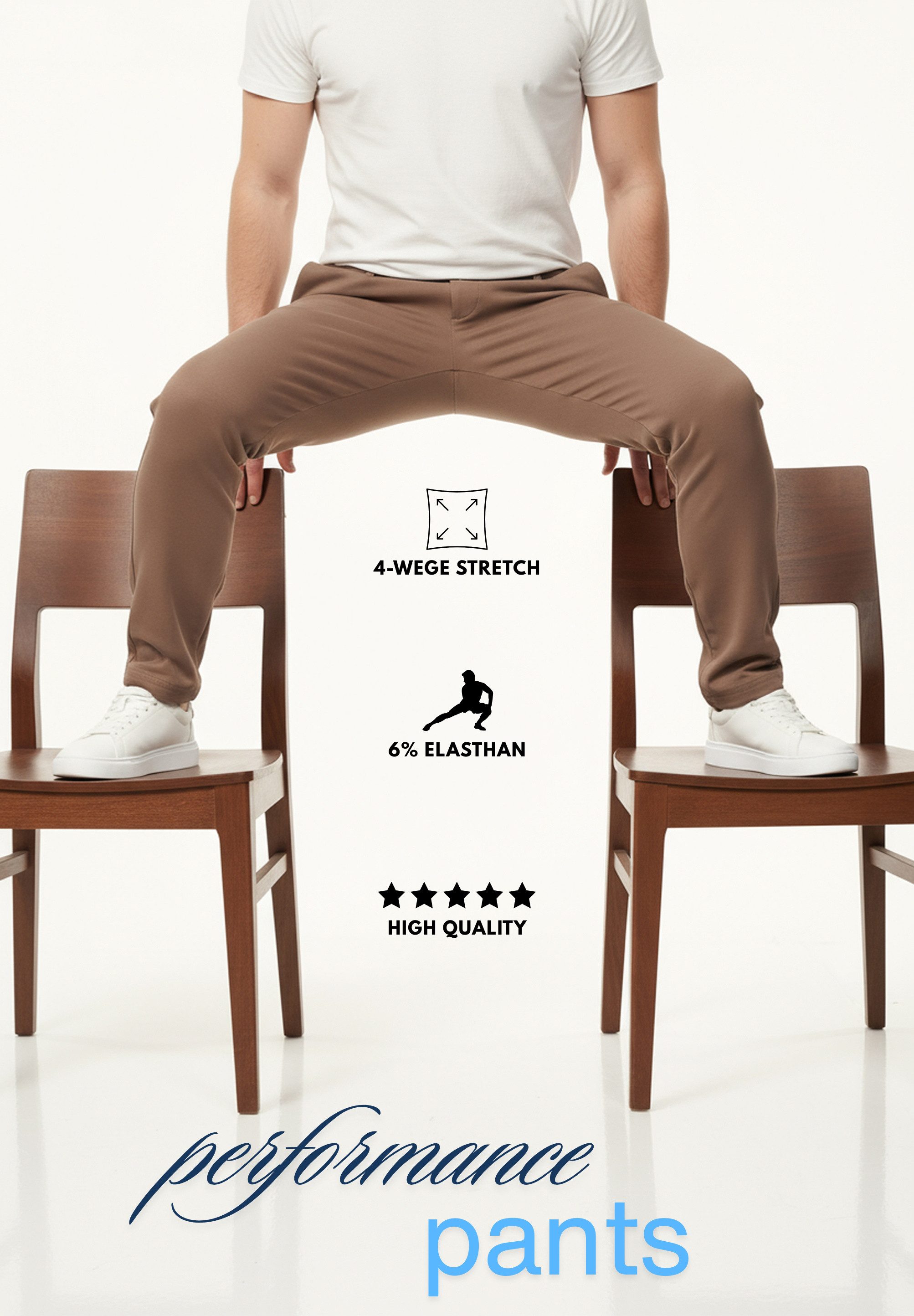 DAILY COTTON Chinohose als Performance Pants mit Super Stretch in Slim-Fit Ultra Bequeme & Flexible Herren Stoffhose mit 6% Elasthan