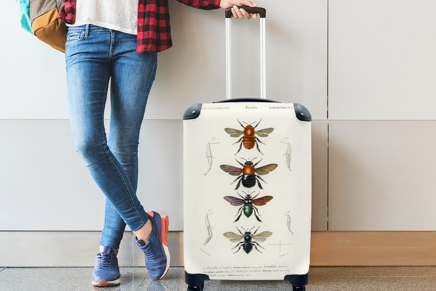 Reisetasche mit Rollen, Bienen Jahrgang Handgepäckkoffer für rollen, Reisekoffer Insekten, Handgepäck Trolley, - MuchoWow Ferien, 4 -