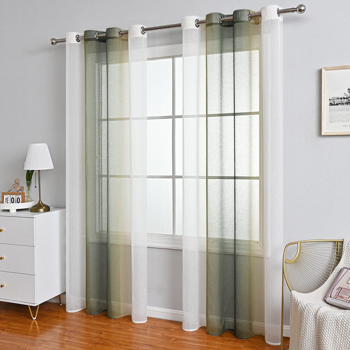 BYSURE Gardine (2 St), Ösen, halbtransparent, Polyester, Farbverlaufsvorhän günstig online kaufen