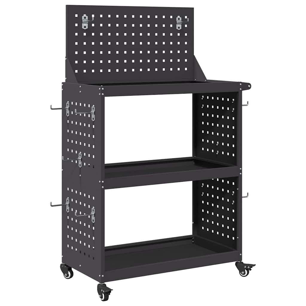 vidaXL Werkzeugbox Werkzeugwagen Schwarz 65 x 35 x 111 cm Kaltgewalzter Stahl (1 St)