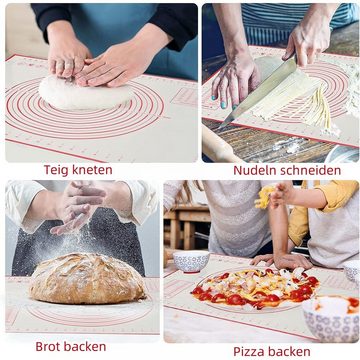 PFCTART Backmatte 70 x 50 cm Backunterlage Silikon Backen Rutschfest Backmatte groß, für Plätzchen, Pizza Teig, Brot, Fondant
