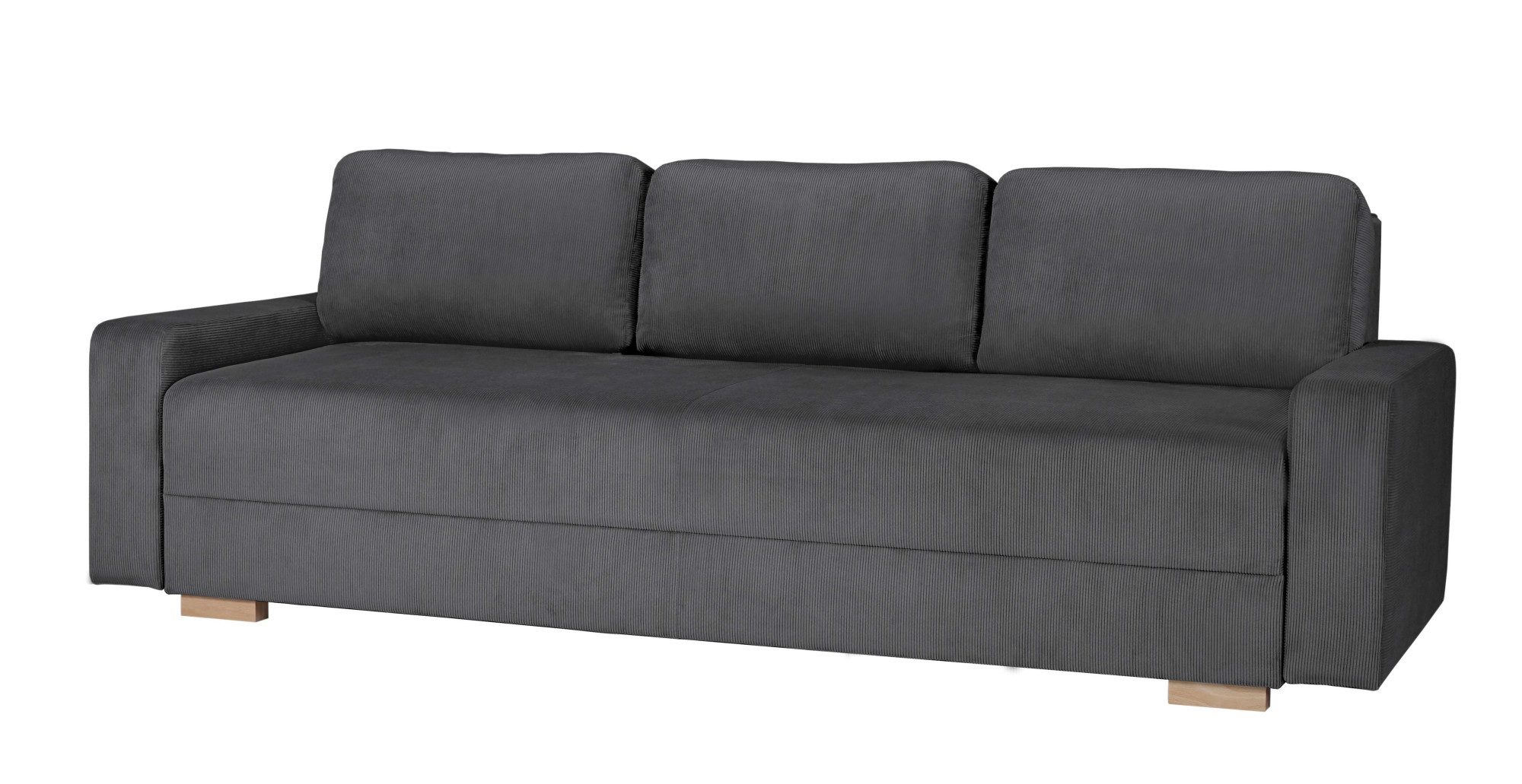 Home affaire 3-Sitzer SHERIDIAN Schlafsofa mit Bettkasten, in Feincord & Velvet, mit Wellenunterfederung, moderne Bezüge, B/H/T 225/94/80 – Bild 4 von 5